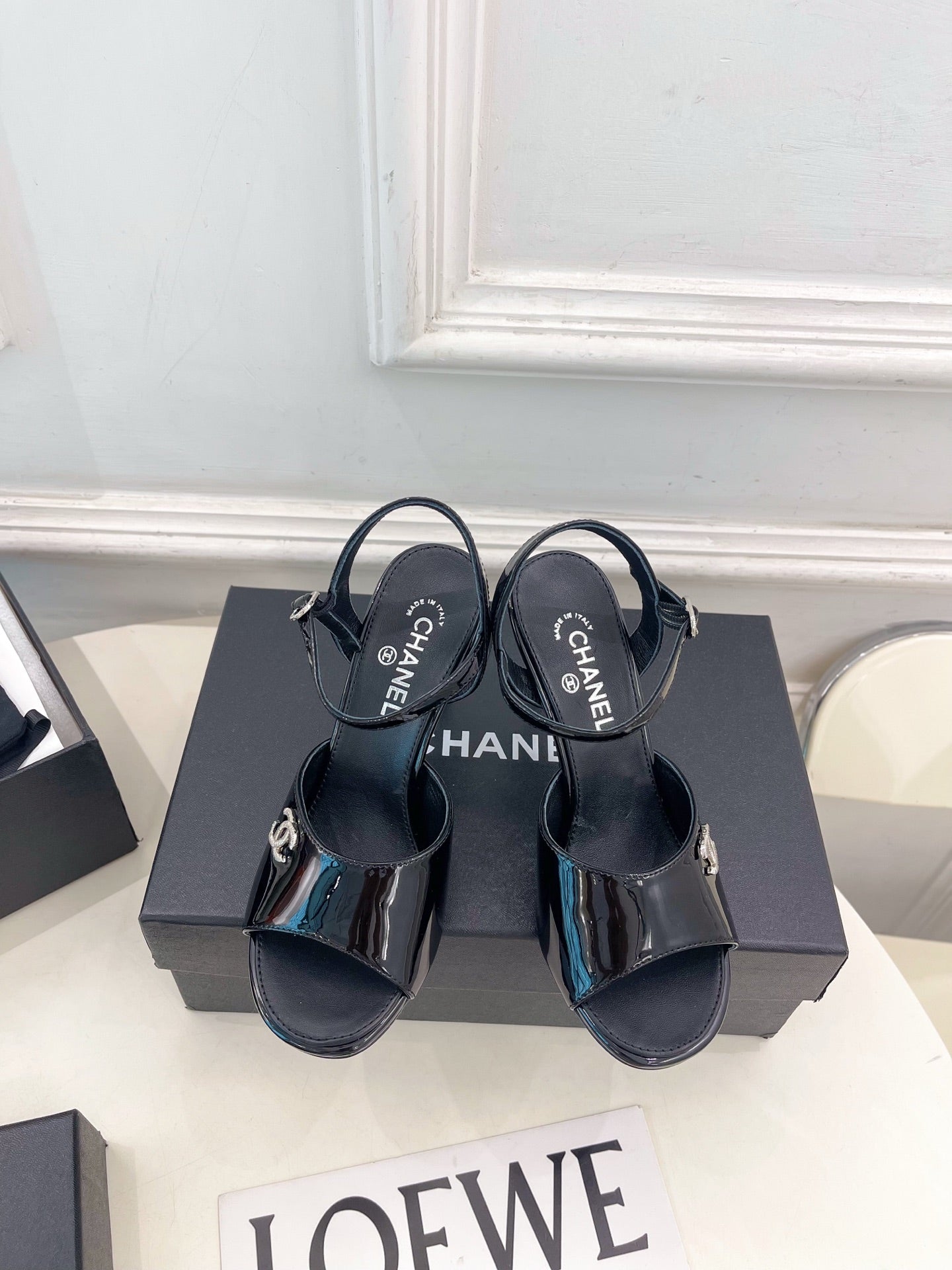 CC 26s Métiers d'Art Mary Jane Sandals 9cm Black Patent Leather 946926