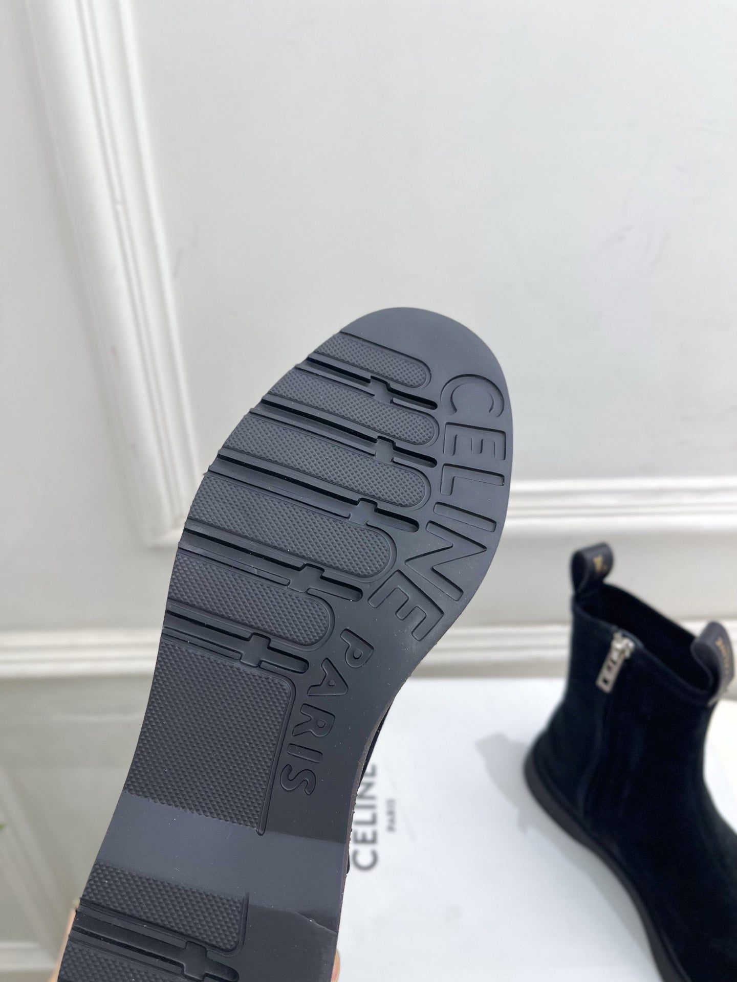 Celine 26s Flow Zipped Ankle Boots Black Suede 947590