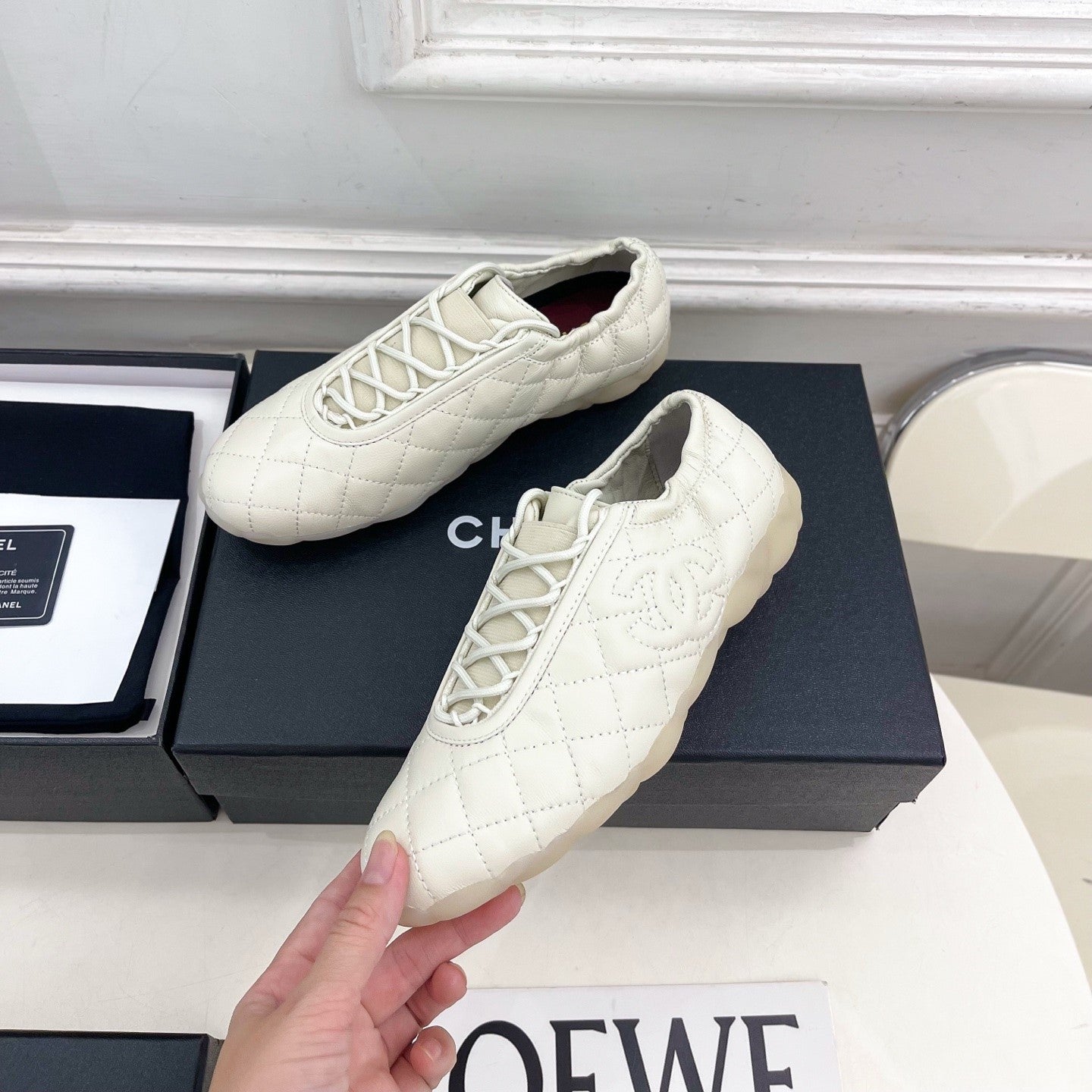 CC 26s Sneakers Cream Quilted Lambskin 946989