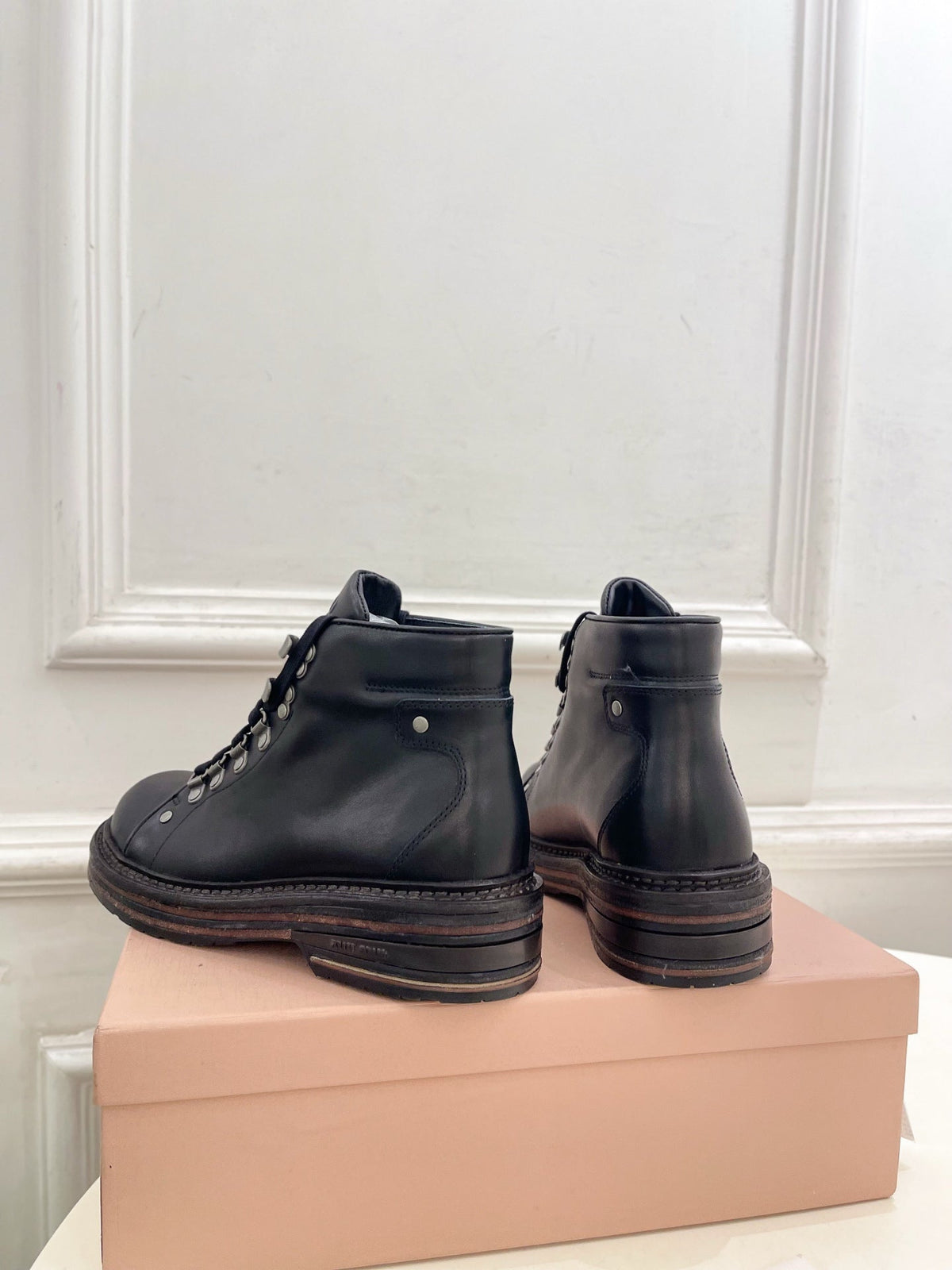 Miu 26s Ankle Boots Black Smooth Leather 112013