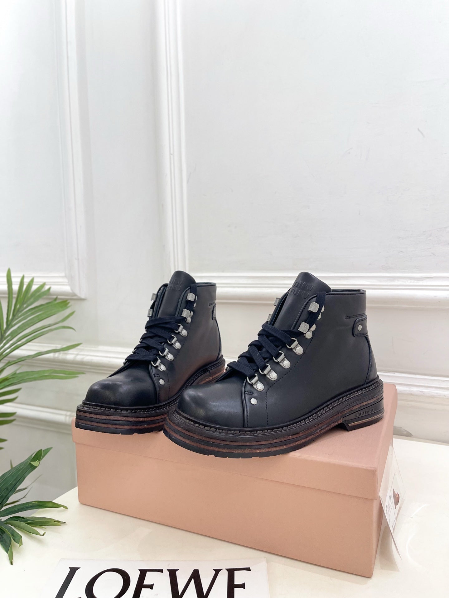 Miu 26s Ankle Boots Black Smooth Leather 112013