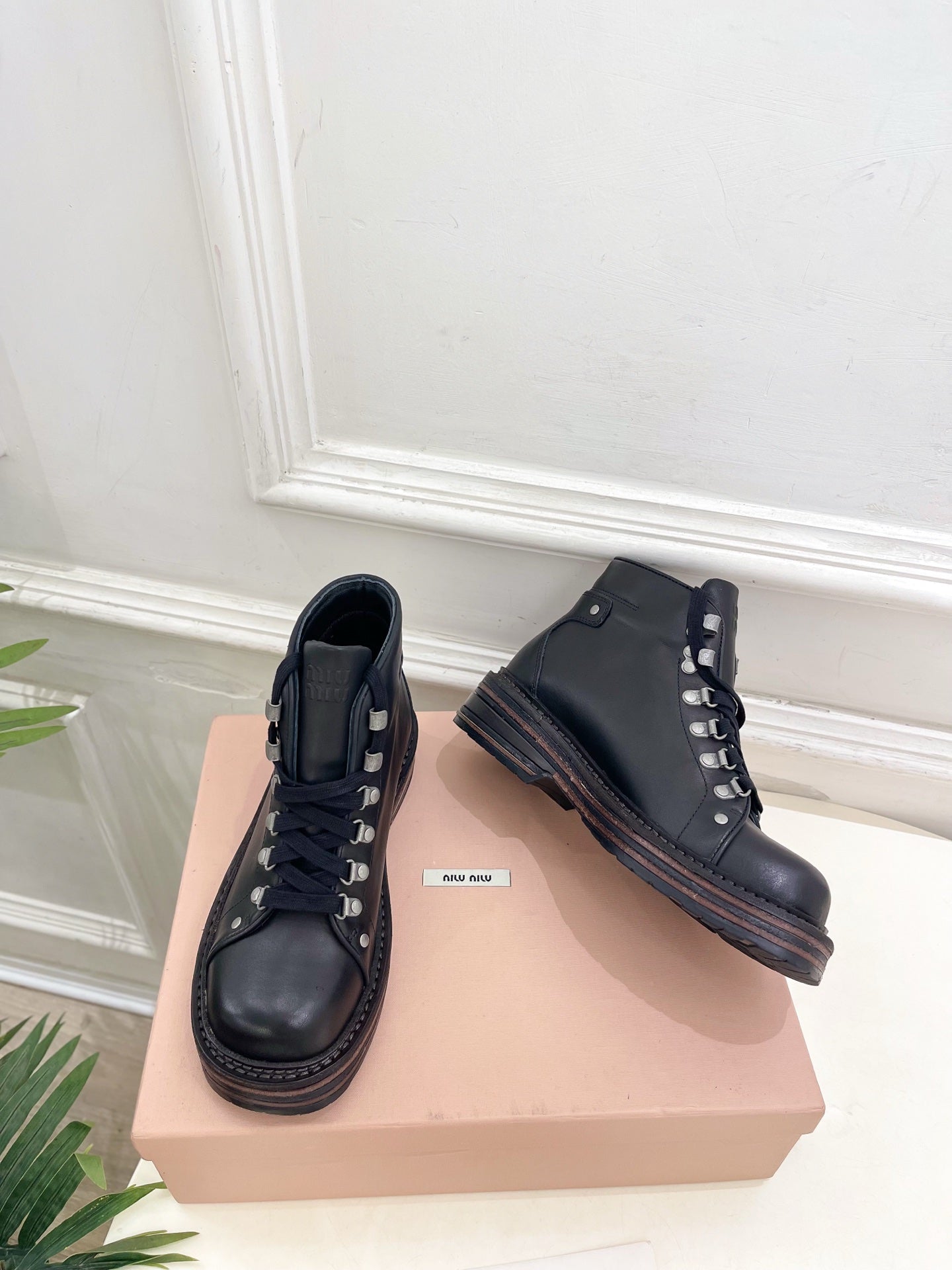 Miu 26s Ankle Boots Black Smooth Leather 112013