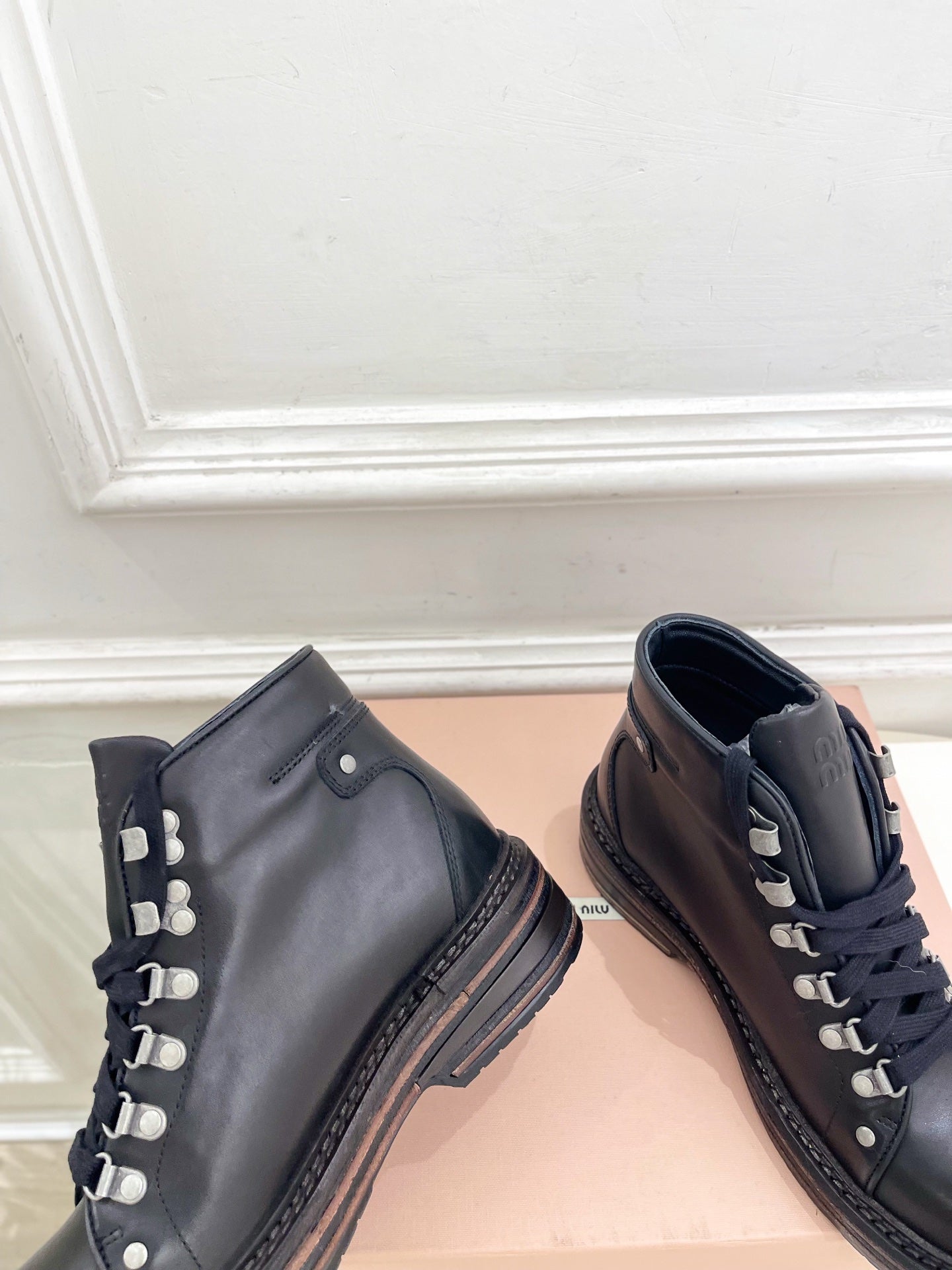 Miu 26s Ankle Boots Black Smooth Leather 112013