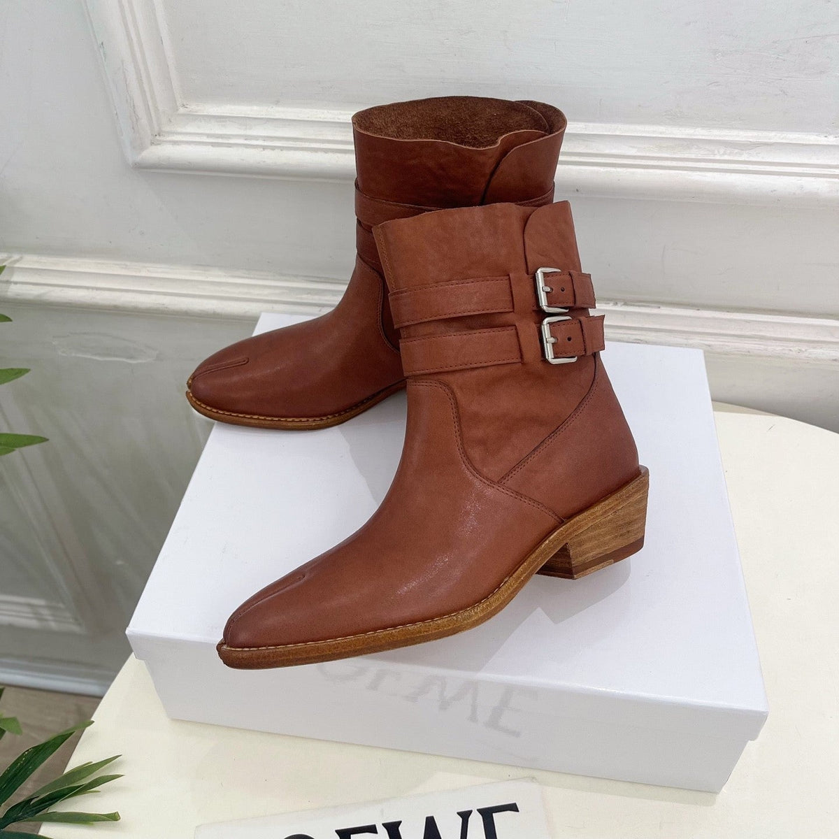 MM Tabi Ankle Boots Tan Smooth Leather 112288
