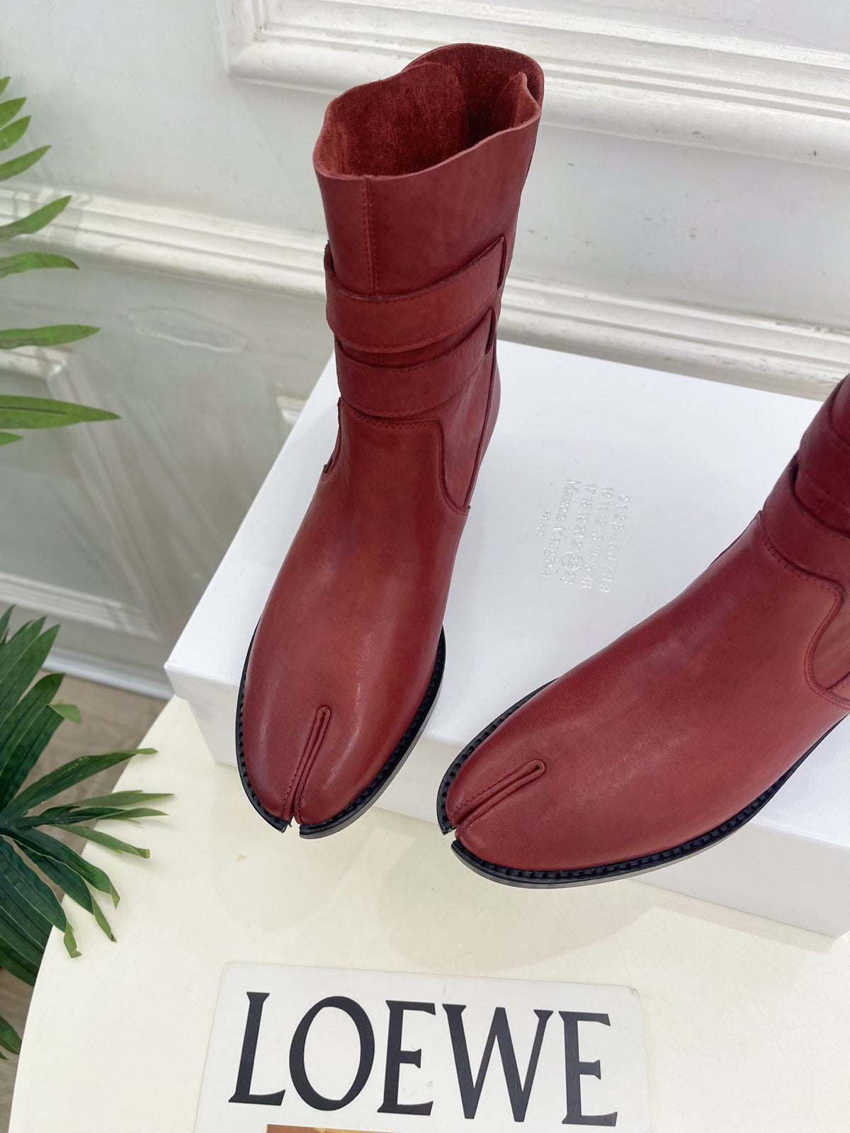 MM Tabi Ankle Boots Burgundy Smooth Leather 112289
