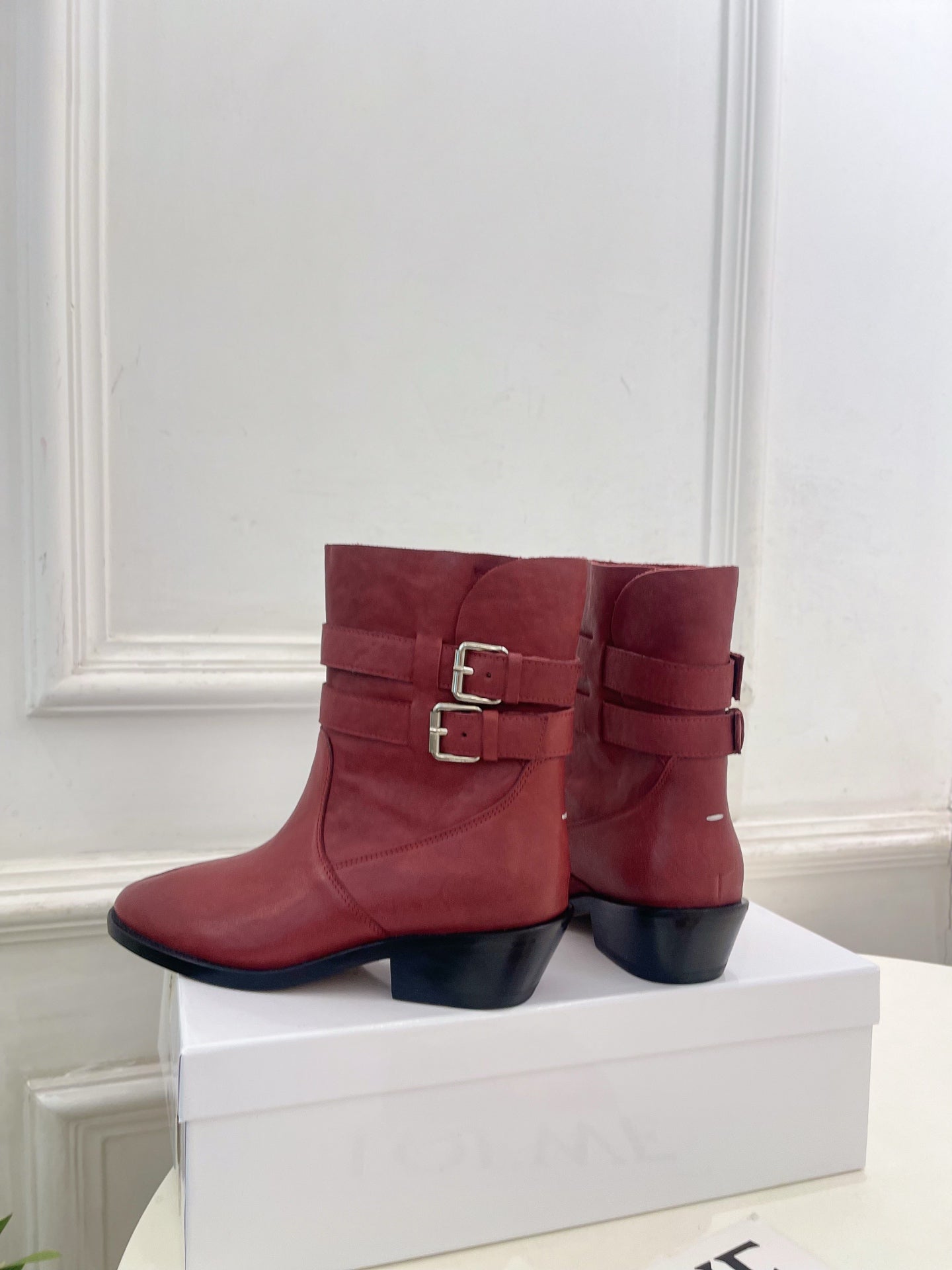 MM Tabi Ankle Boots Burgundy Smooth Leather 112289