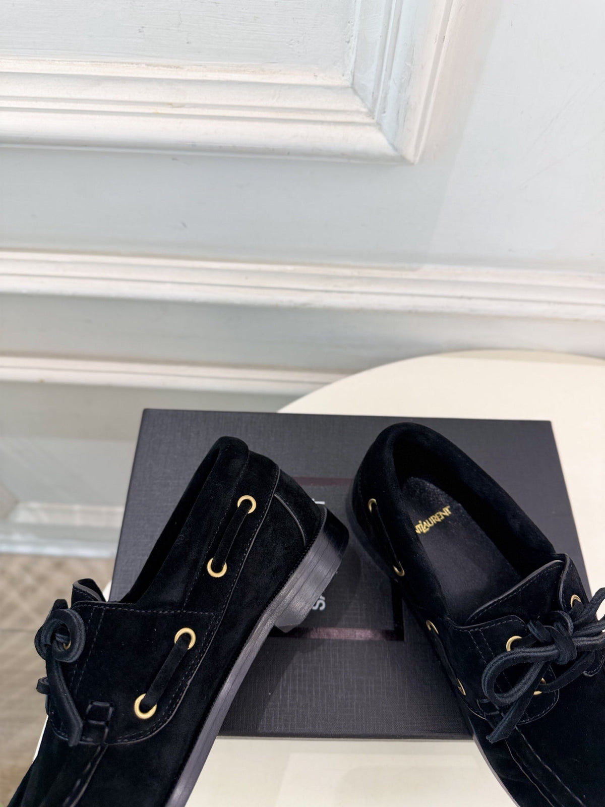 YSL Le Loafer Bateau Boat Shoes Black Suede 112327