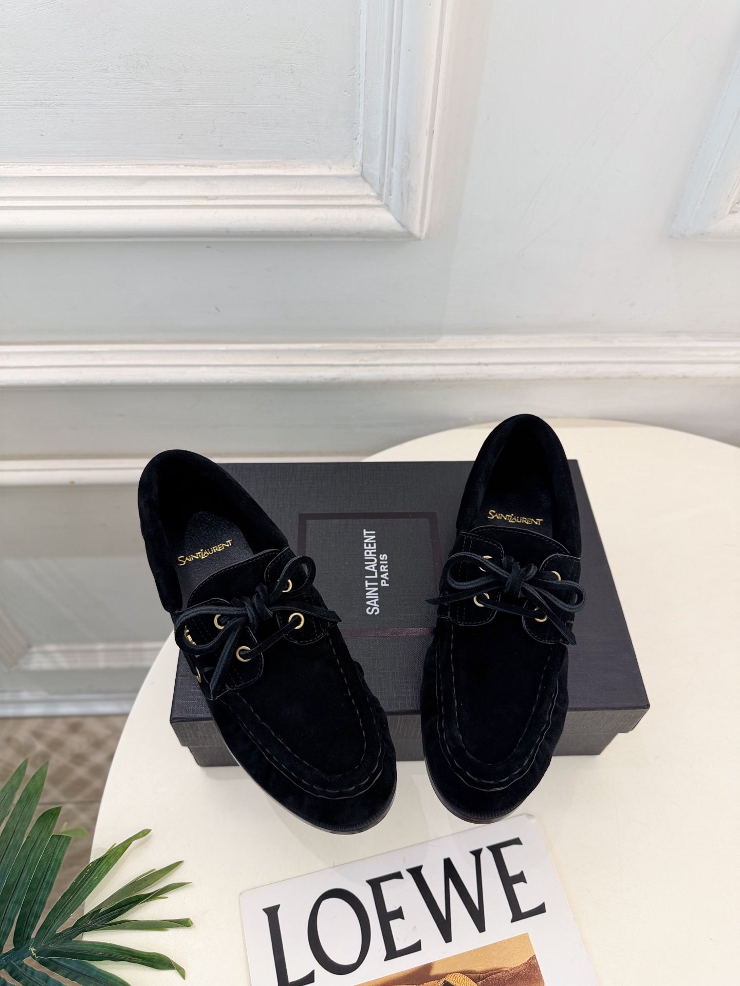 YSL Le Loafer Bateau Boat Shoes Black Suede 112327