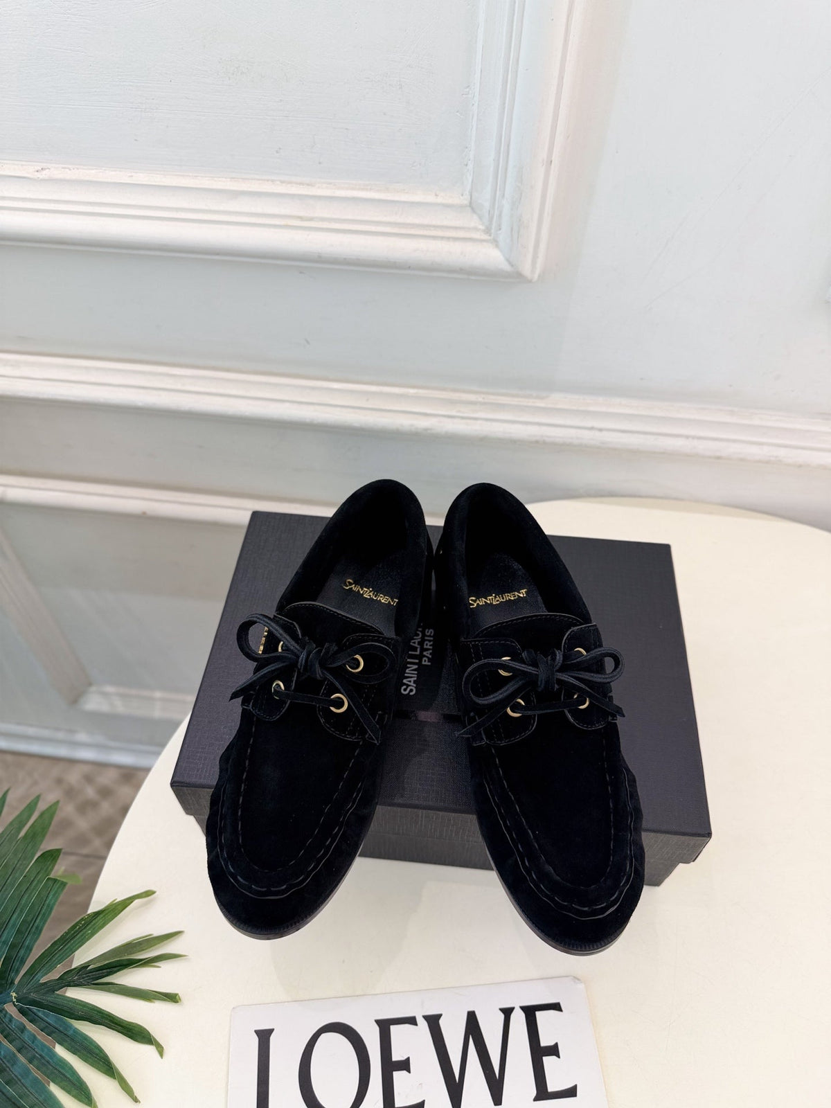YSL Le Loafer Bateau Boat Shoes Black Suede 112327