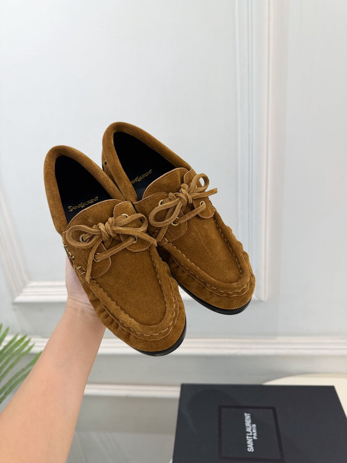 YSL Le Loafer Bateau Boat Shoes Tan Suede 112330