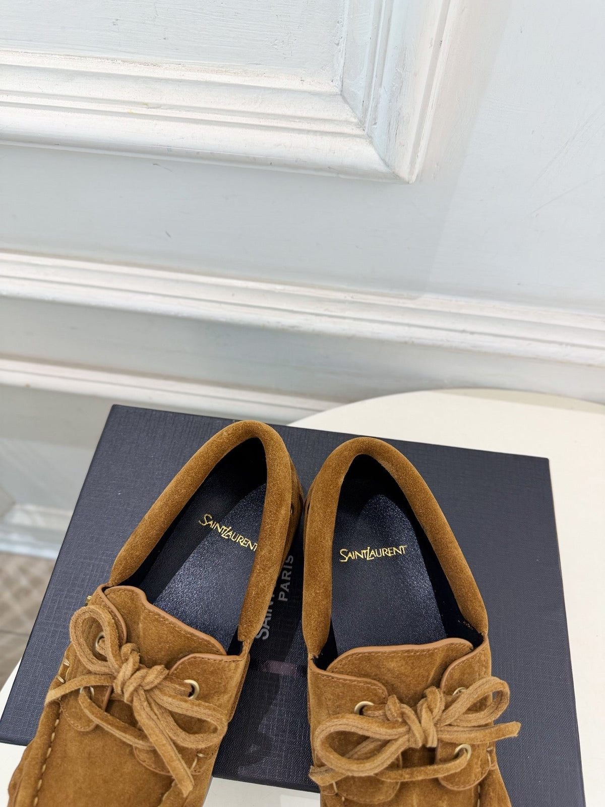 YSL Le Loafer Bateau Boat Shoes Tan Suede 112330