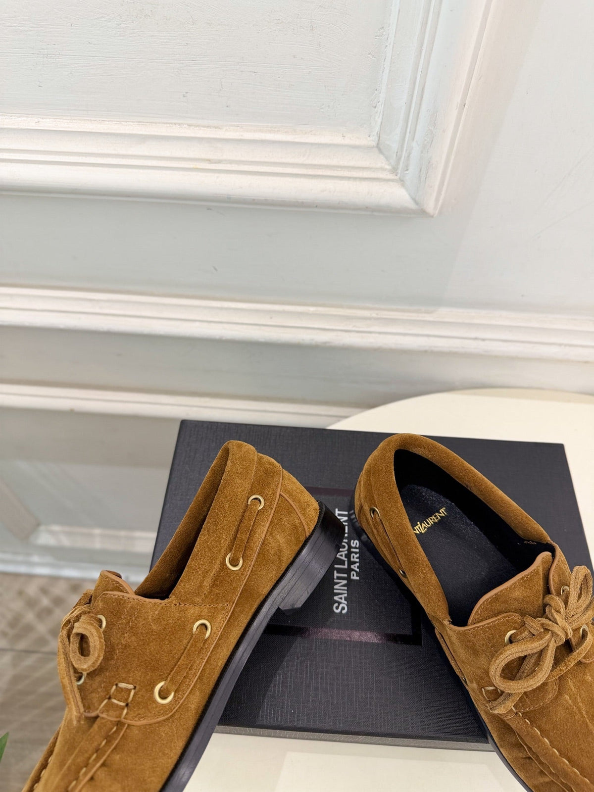 YSL Le Loafer Bateau Boat Shoes Tan Suede 112330