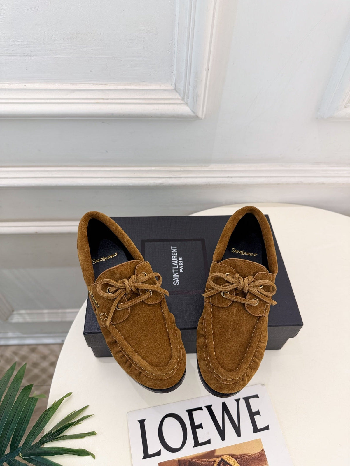 YSL Le Loafer Bateau Boat Shoes Tan Suede 112330