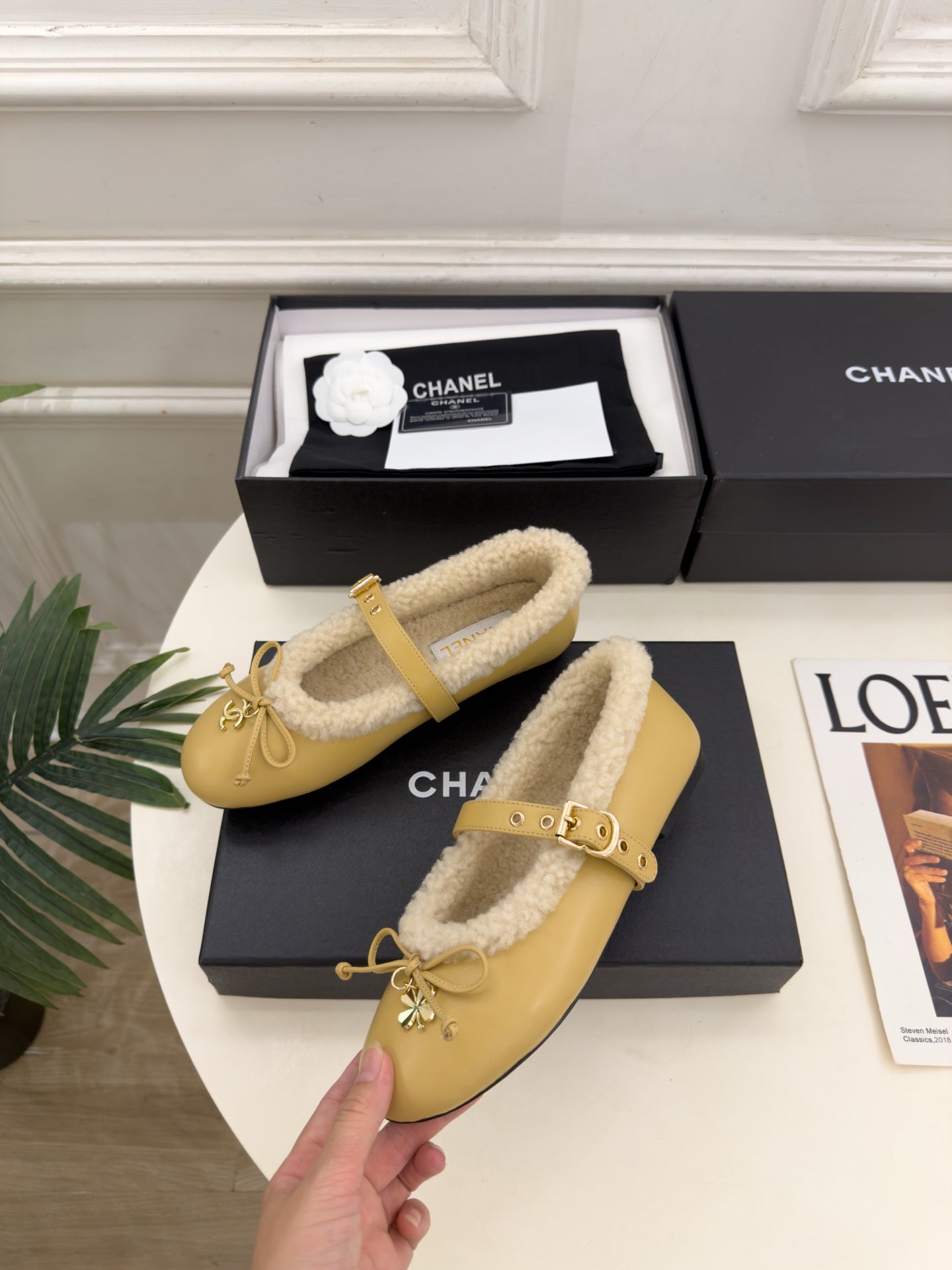 CC 26s Mary Jane Mustard Yellow Sheepskin Shearling 111926