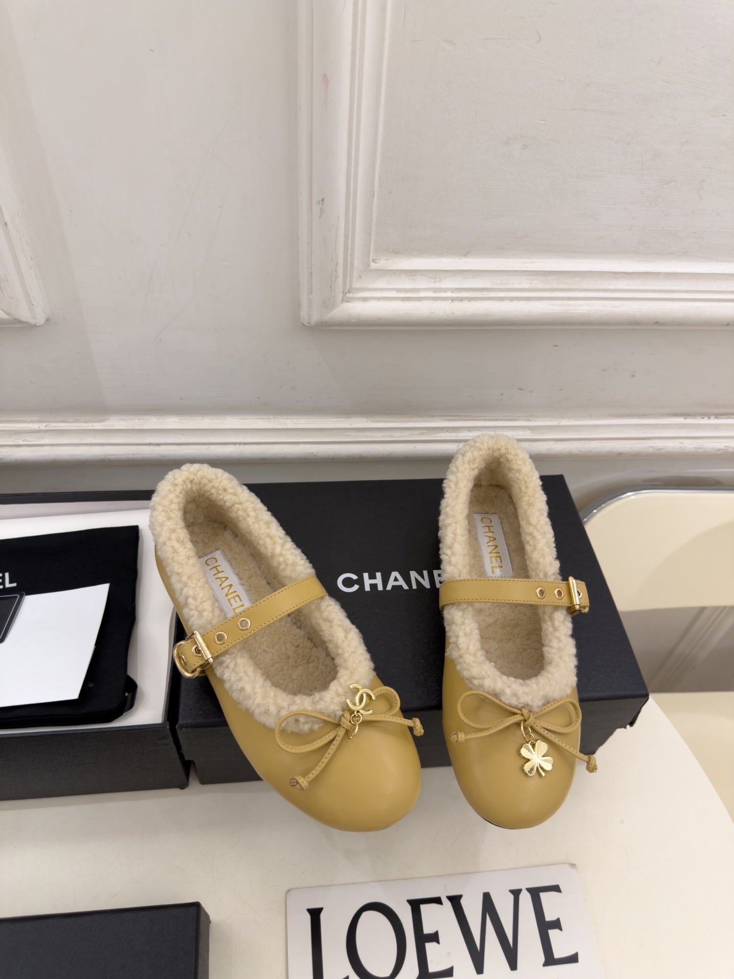 CC 26s Mary Jane Mustard Yellow Sheepskin Shearling 111926