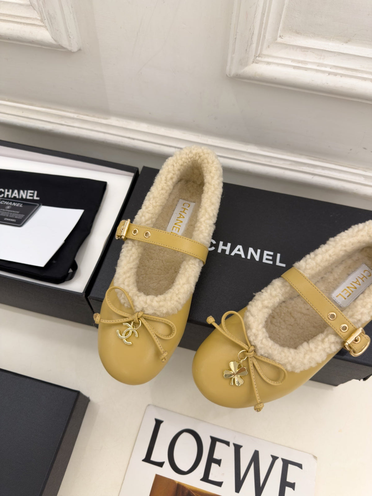 CC 26s Mary Jane Mustard Yellow Sheepskin Shearling 111926