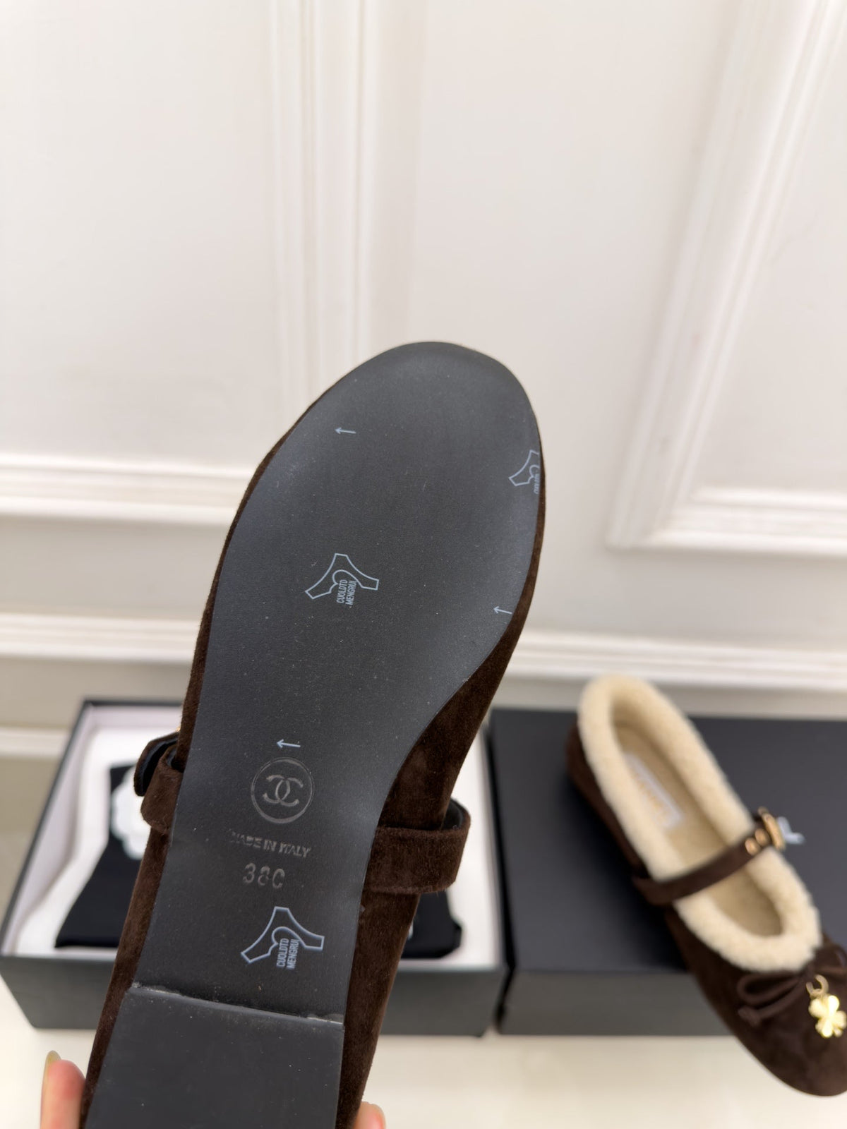 CC 26s Mary Jane Black Suede Shearling 111928