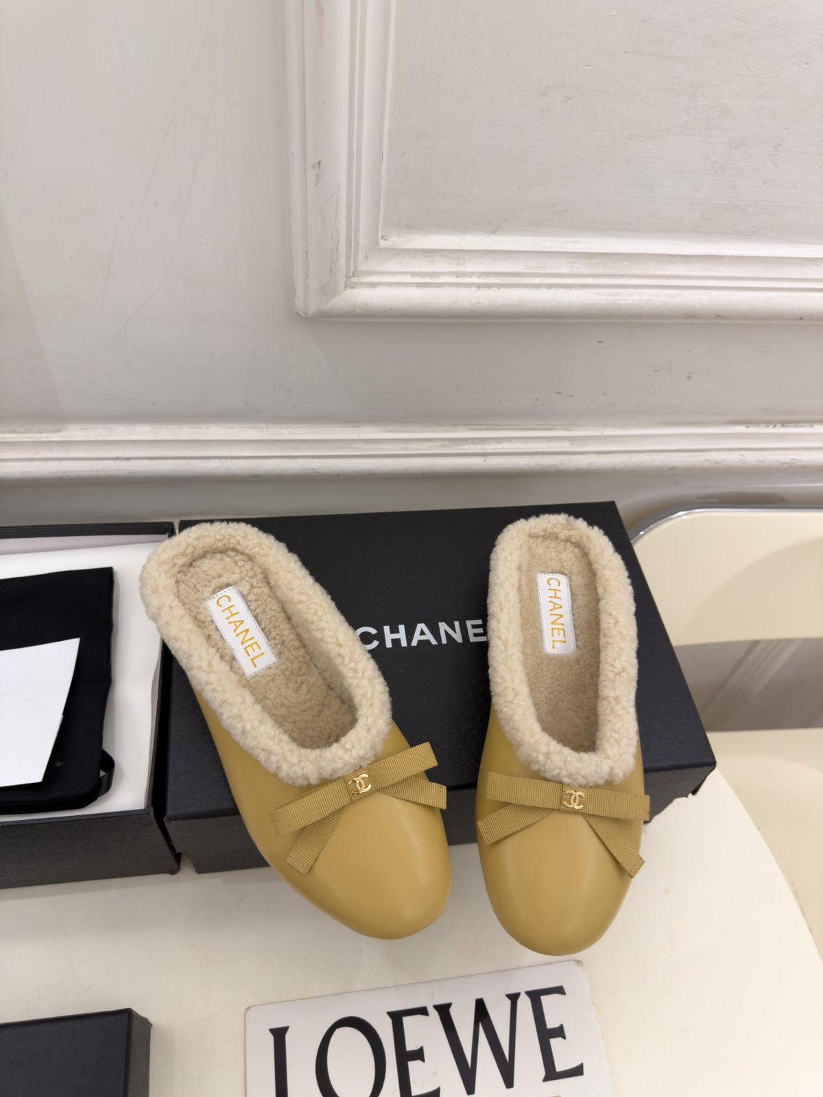 CC 26s Mules Mustard Yellow Sheepskin Shearling 111933