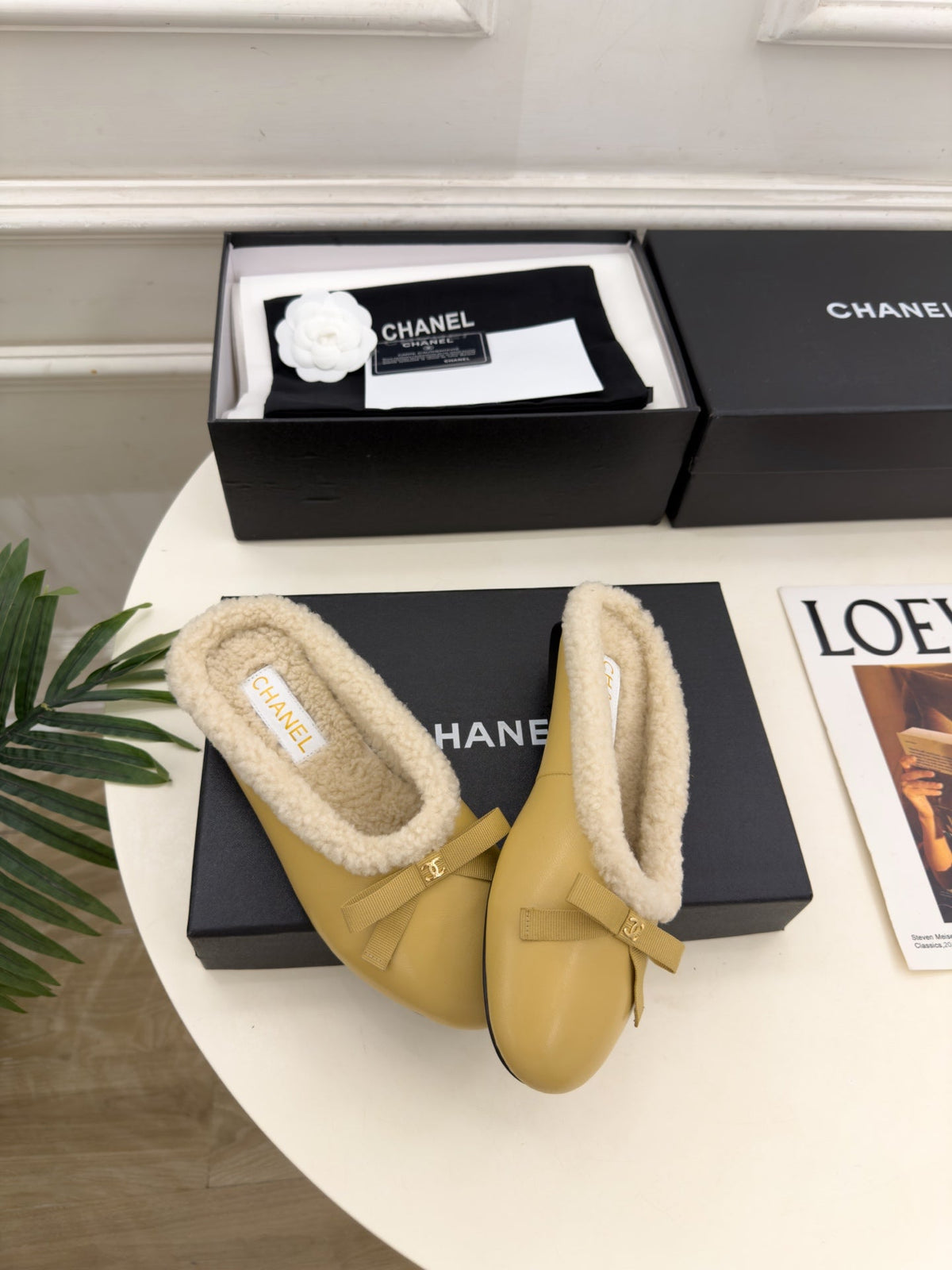 CC 26s Mules Mustard Yellow Sheepskin Shearling 111933