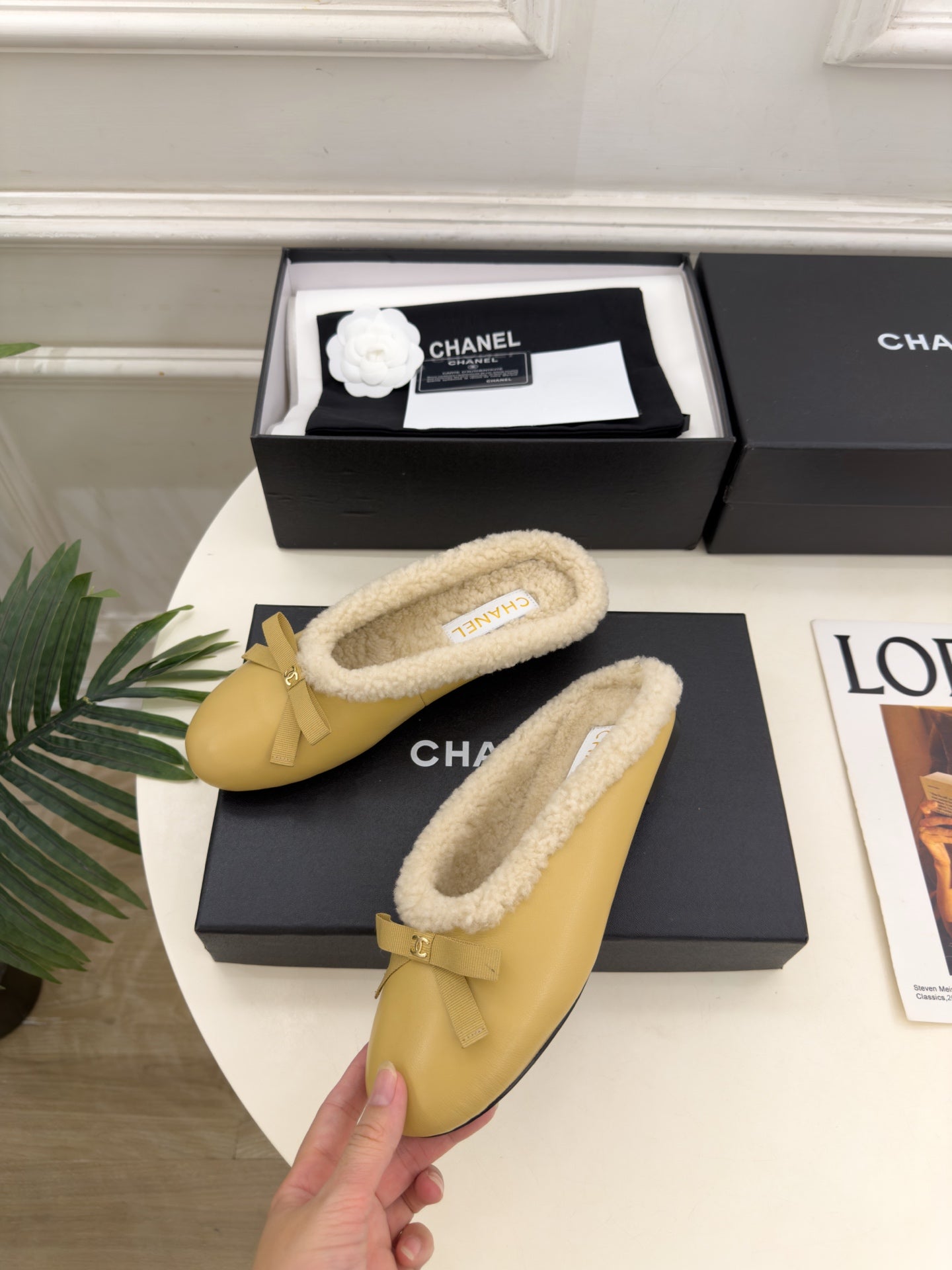 CC 26s Mules Mustard Yellow Sheepskin Shearling 111933