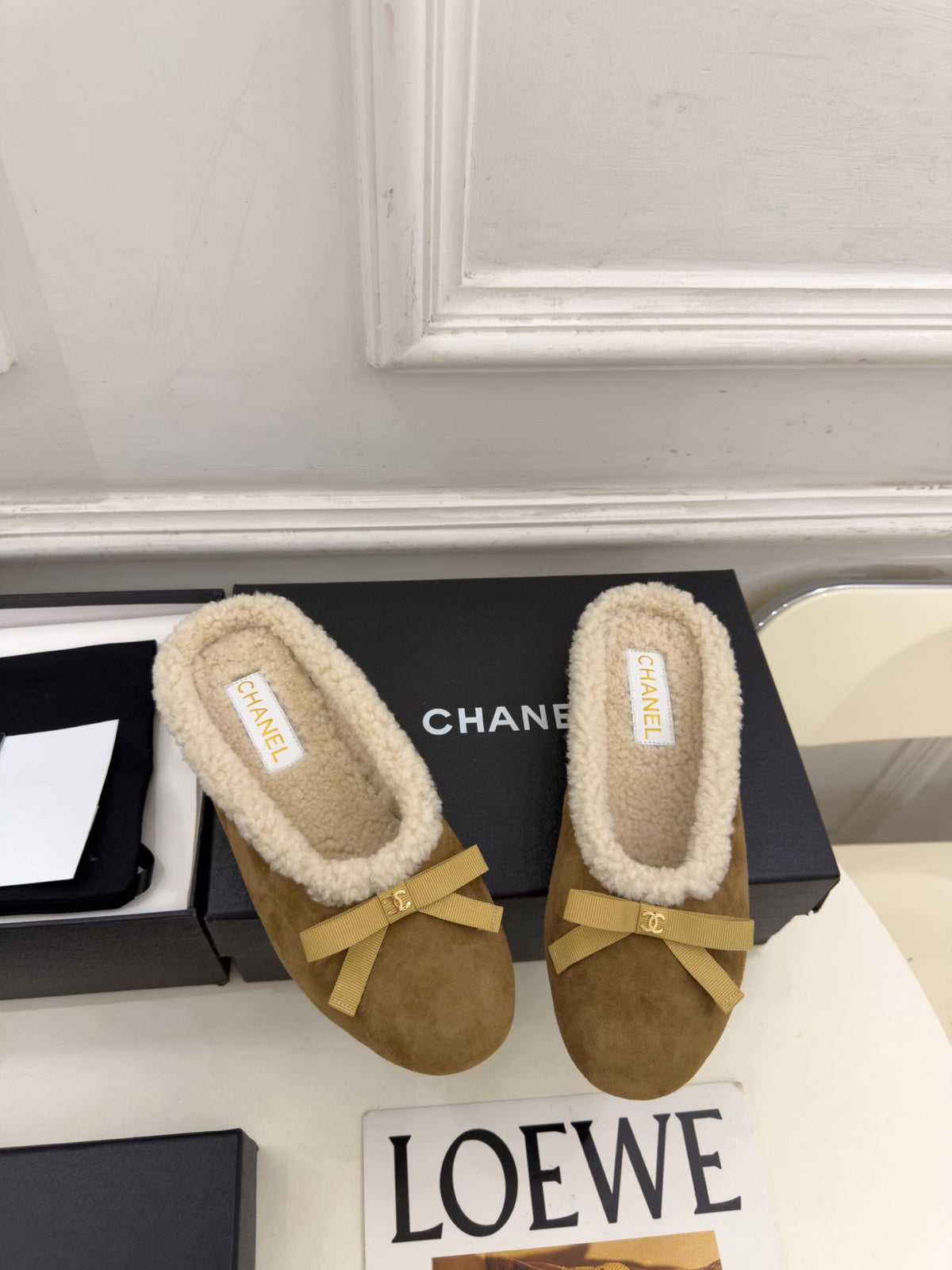 CC 26s Mules Beige Brown Shearling 111937