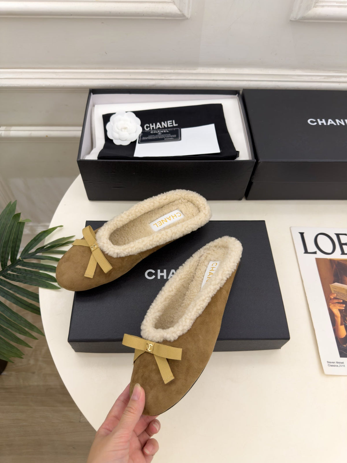 CC 26s Mules Beige Brown Shearling 111937