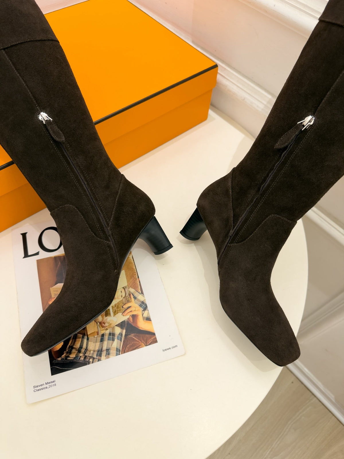HM 26s Knee High Boots Dark Brown Suede 112130
