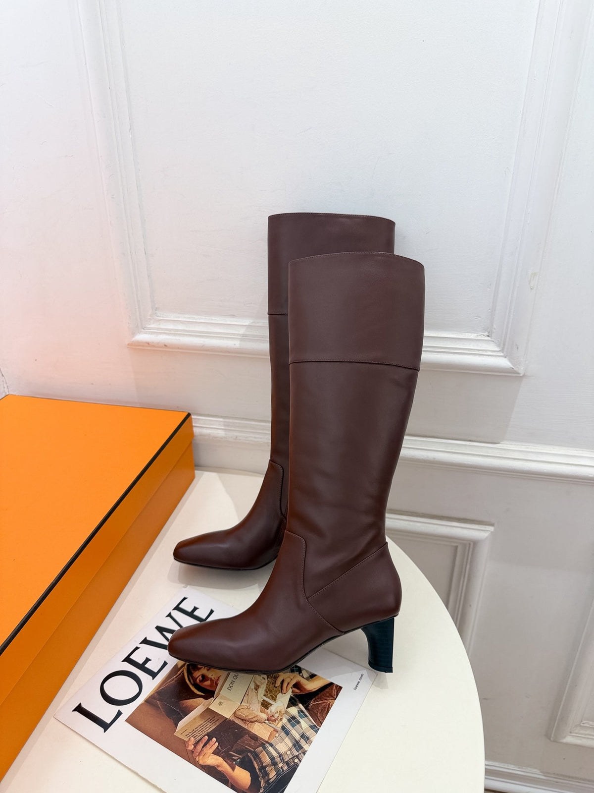 HM 26s Knee High Boots Dark Brown Smooth Leather 112133