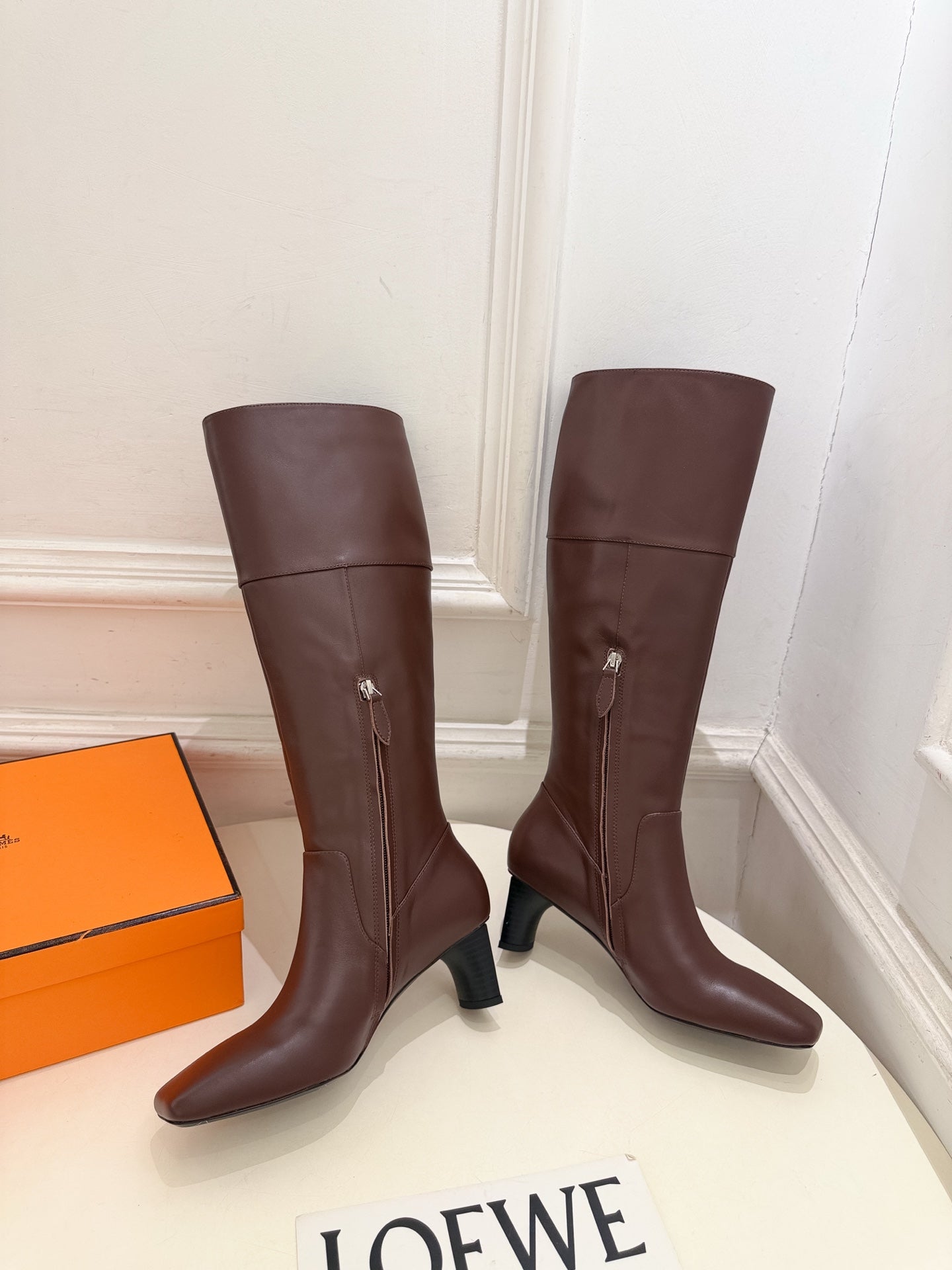 HM 26s Knee High Boots Dark Brown Smooth Leather 112133