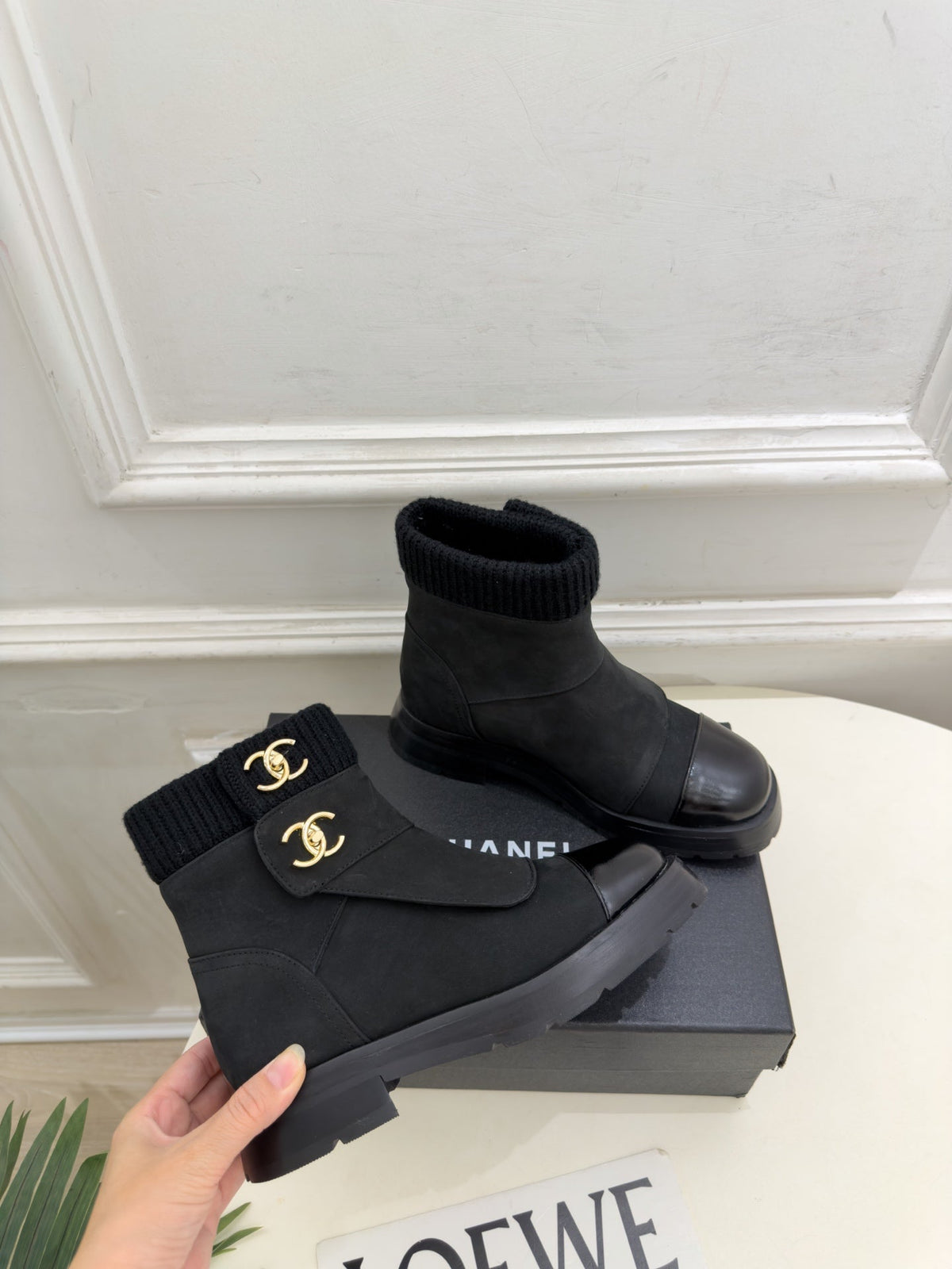 CC 26s Ankle Boots Black Suede/Knit 164808