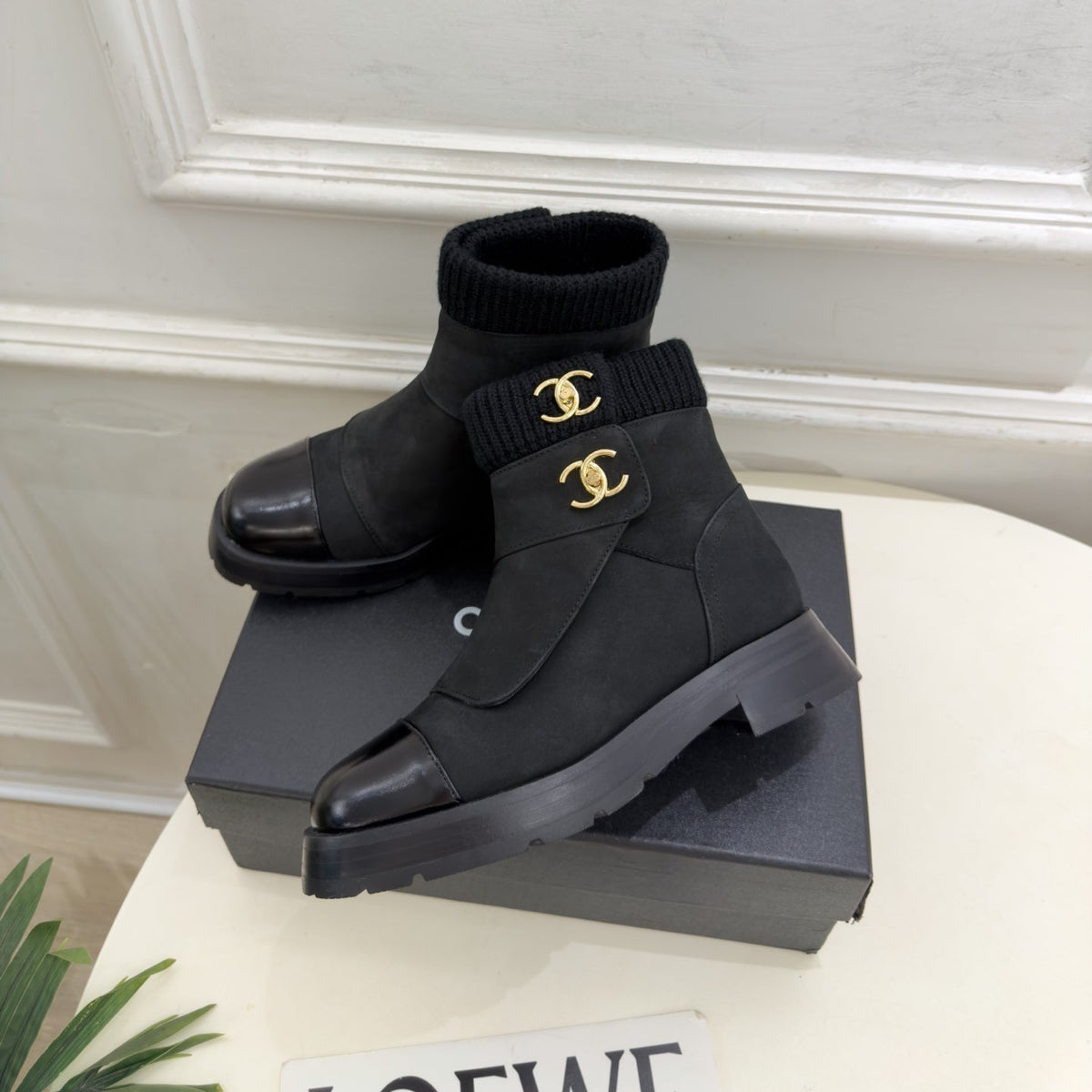 CC 26s Ankle Boots Black Suede/Knit 164808