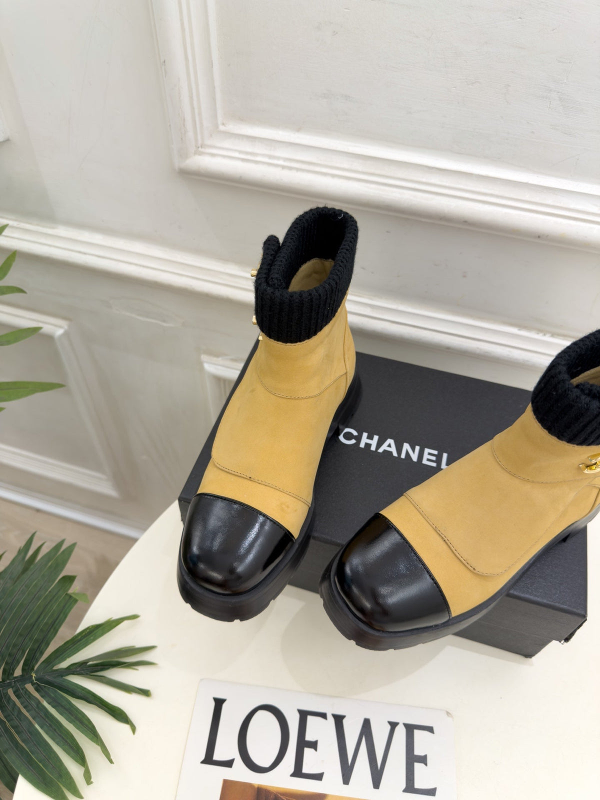 CC 26s Ankle Boots Yellow/Black Suede/Knit 164809