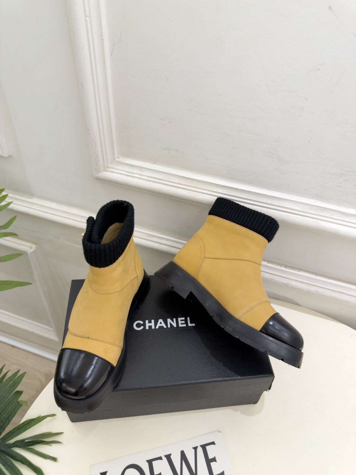 CC 26s Ankle Boots Yellow/Black Suede/Knit 164809
