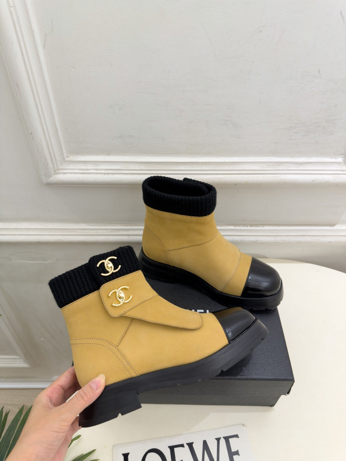 CC 26s Ankle Boots Yellow/Black Suede/Knit 164809