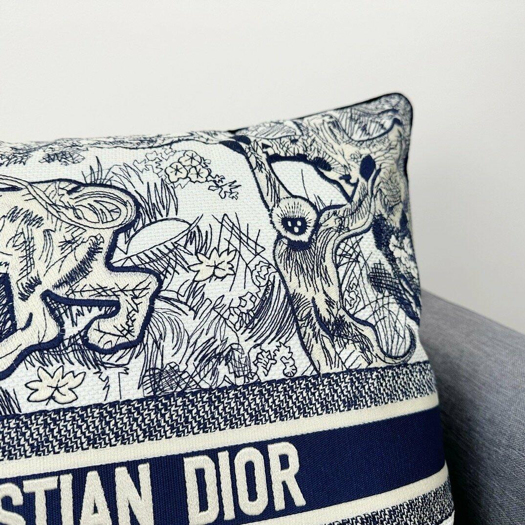 Dior Square Pillow Blue Toile De Jouy Cotton