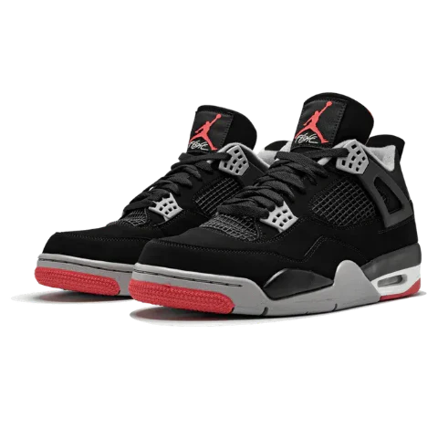 Nike Air Jordan 4 Black Gray Red Suede TPU
