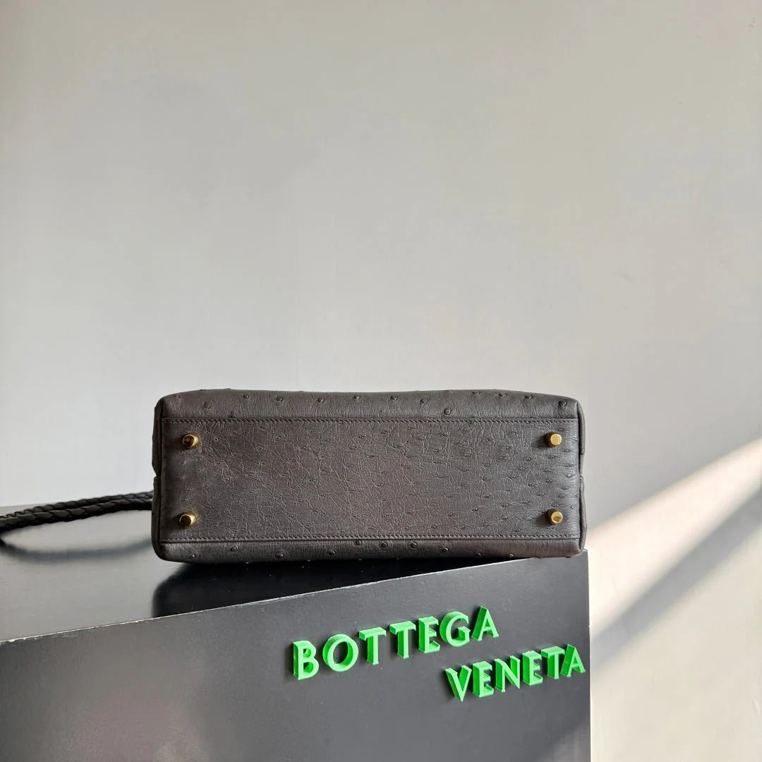 Bottega Veneta 2026 Andiamo Bag Dark Brown Ostrich Leather