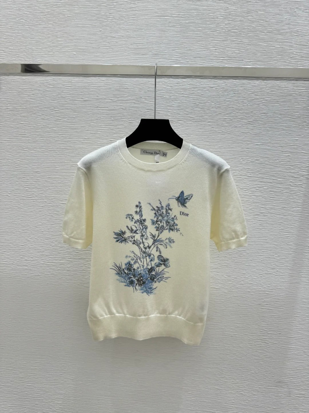Dior 2026 Short-sleeved Top Cream Pink Purple Wool