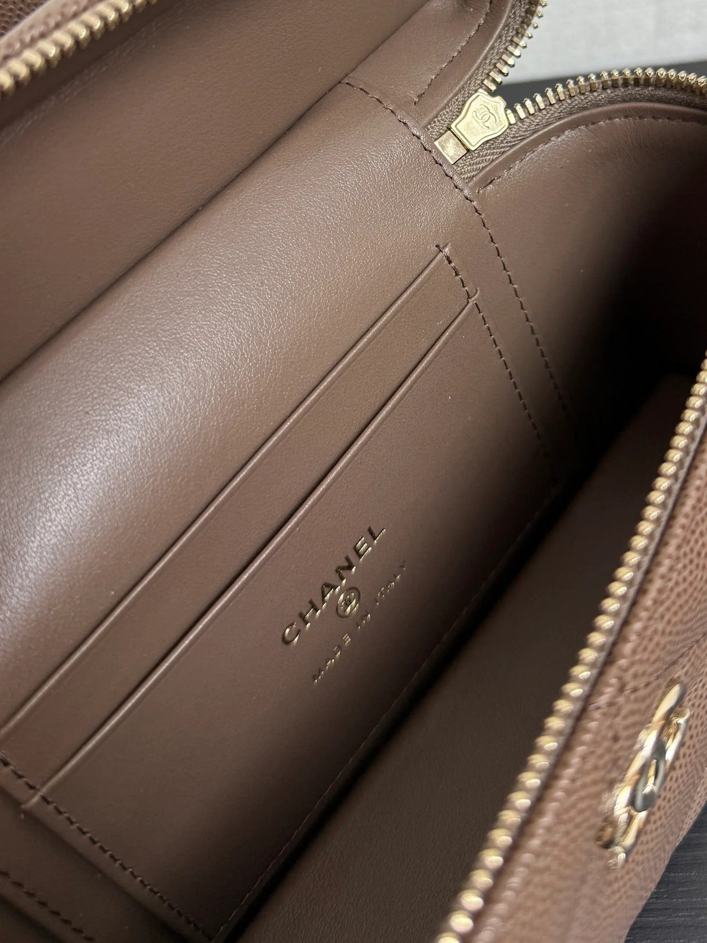 Chanel 2026 Vanity Bag Dark Brown Caviar Leather Gold Hardware