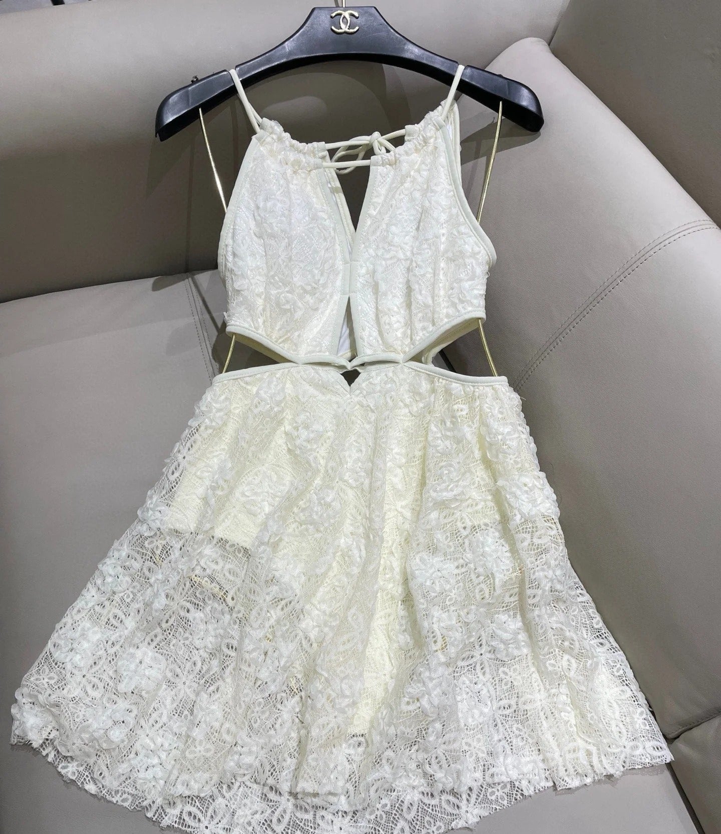 CC BIKINI SWIMSUIT SET IN WHITE LACE FABRIC 613726