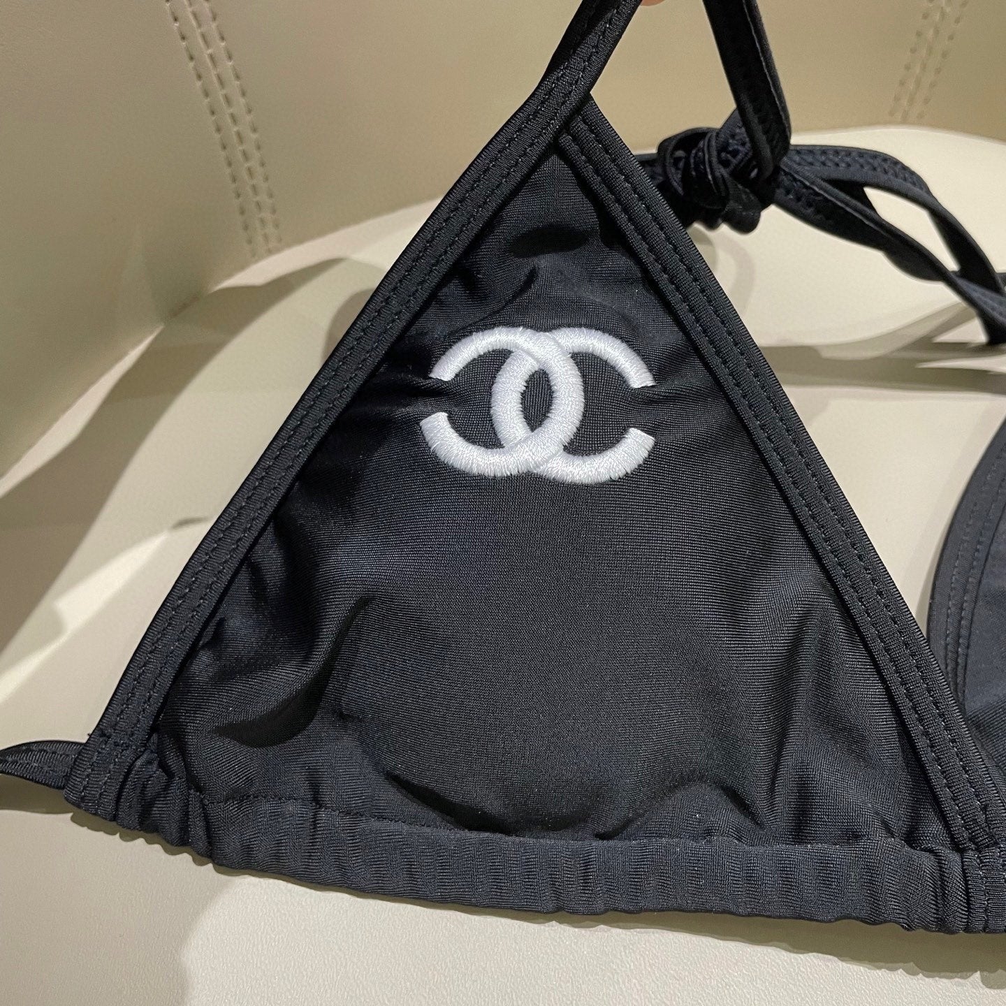 CC BIKINI SWIMSUIT SET IN BLACK EMBROIDERED LOGO 624564