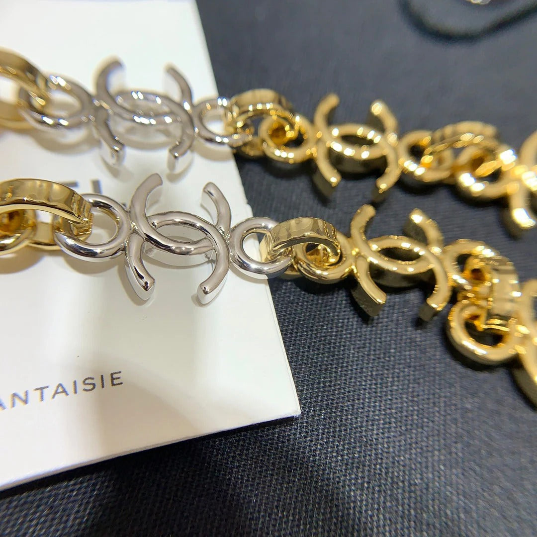 Chanel 2026 Gold and Silver Two-Tone Chain Double C Small Necklace Choker