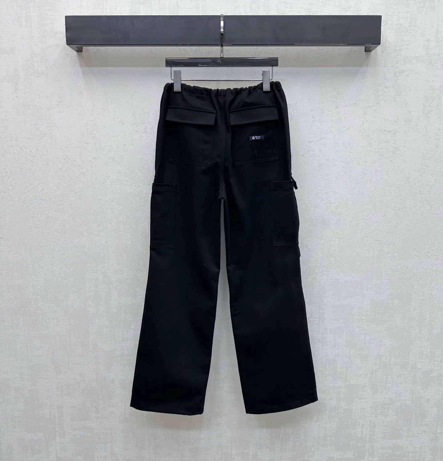 Prada 2026 Drawstring Cargo Trouser Black Cotton