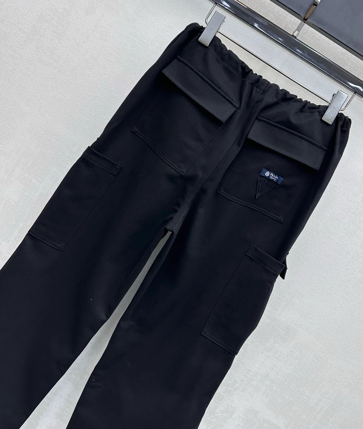 Prada 2026 Drawstring Cargo Trouser Black Cotton