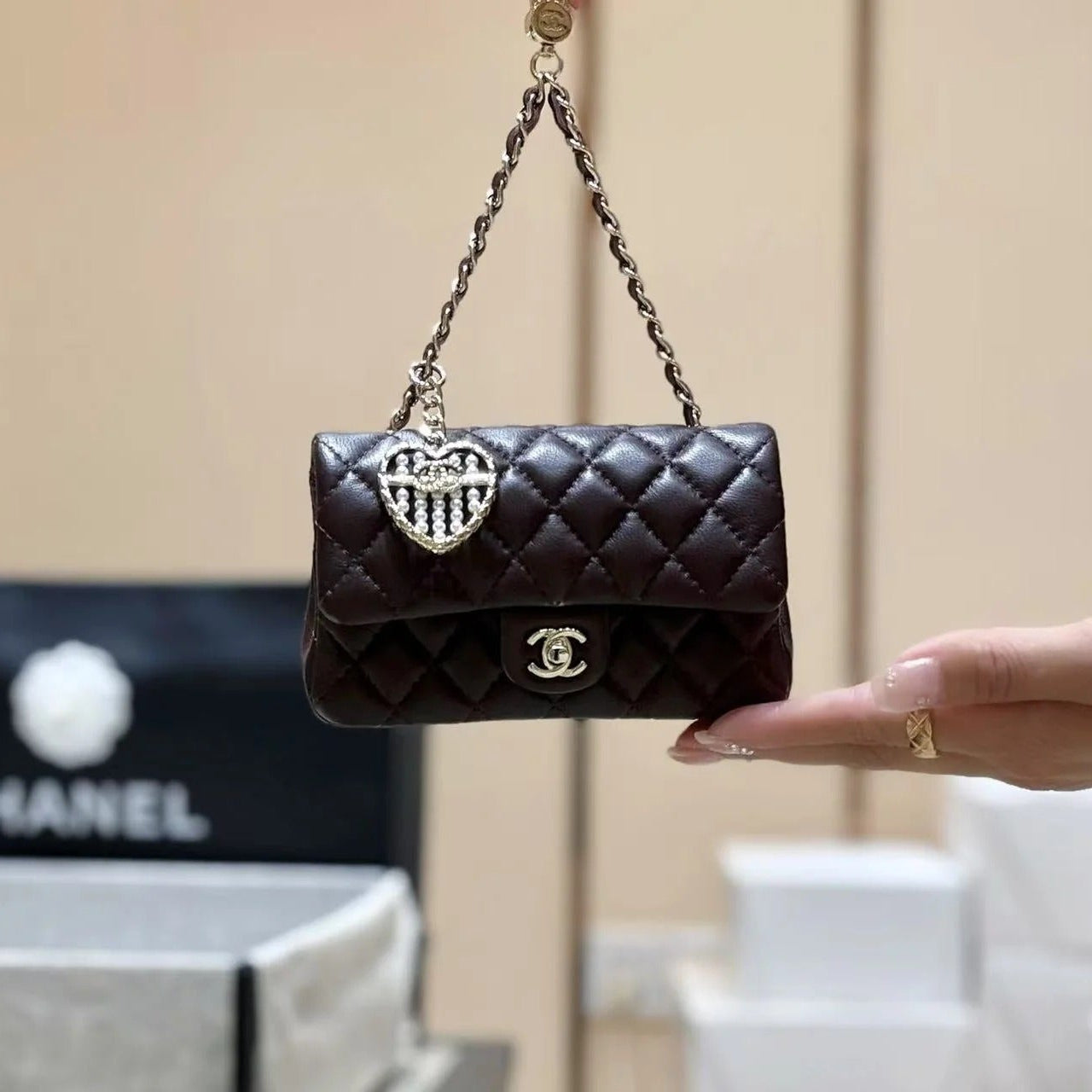 Chanel Mini Bag Wine Red Sheepskin