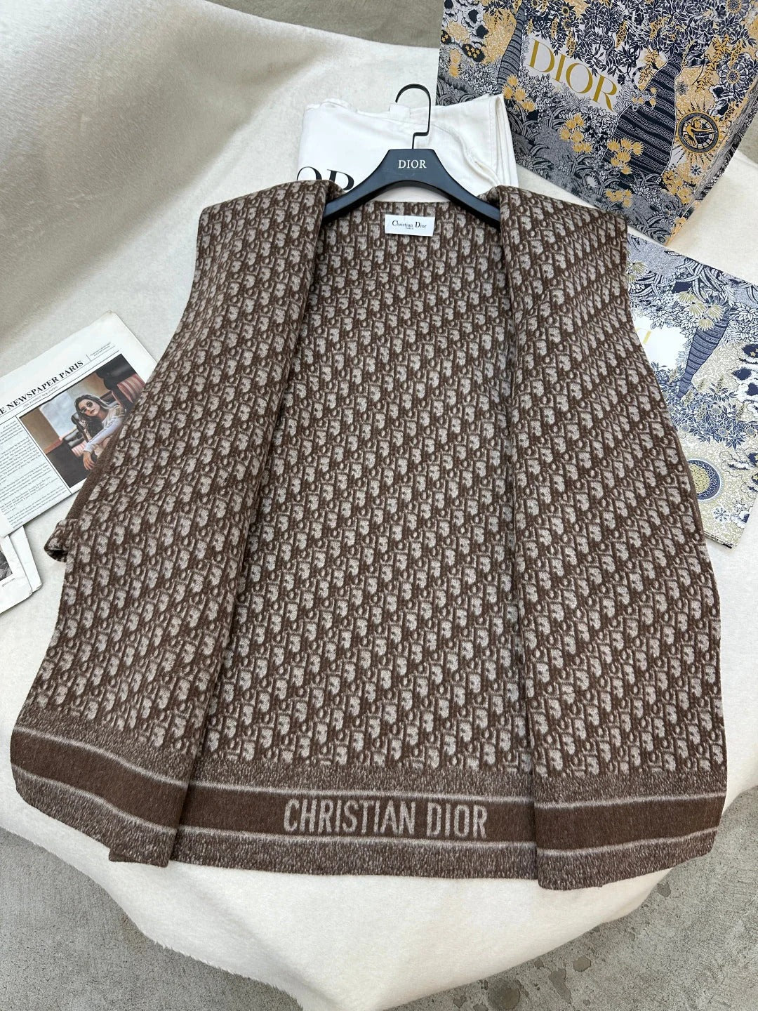 DIOR HOODED COAT IN DARK BROWN WOOL