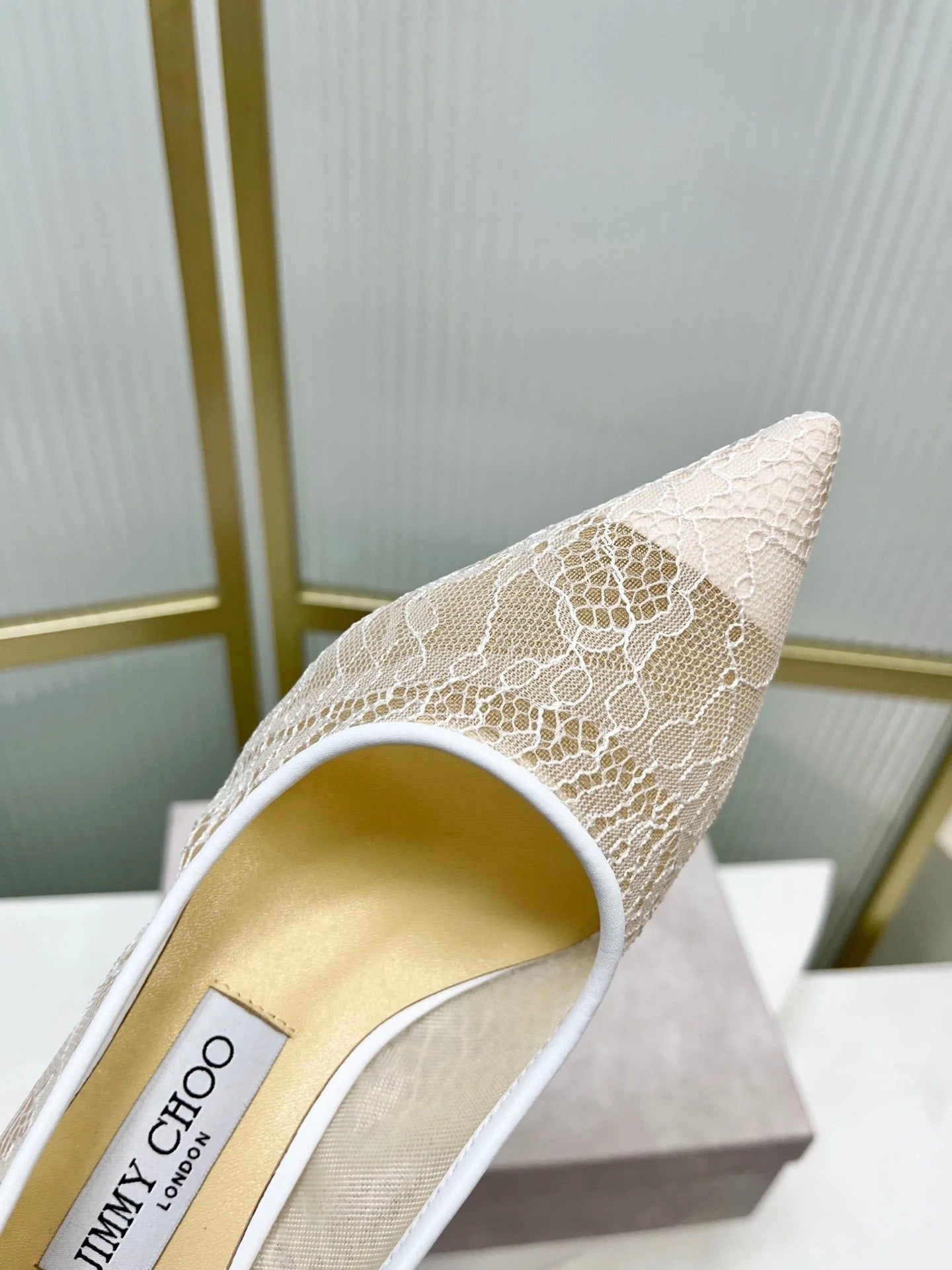 Jimmy 26s Heel Pump 65 White Beige Lace Sheepskin 605961
