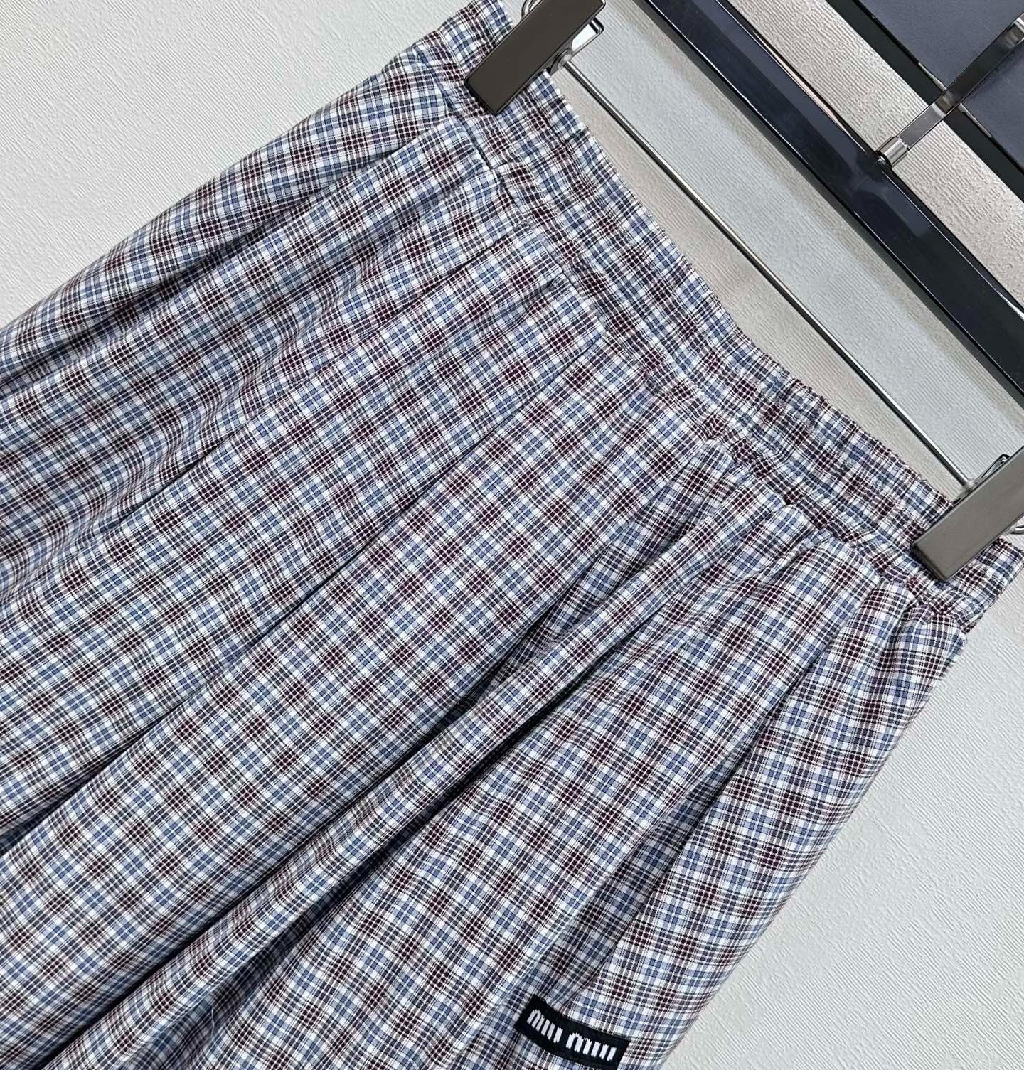 Miumiu 2026 Plaid Set Gray Cotton 410726