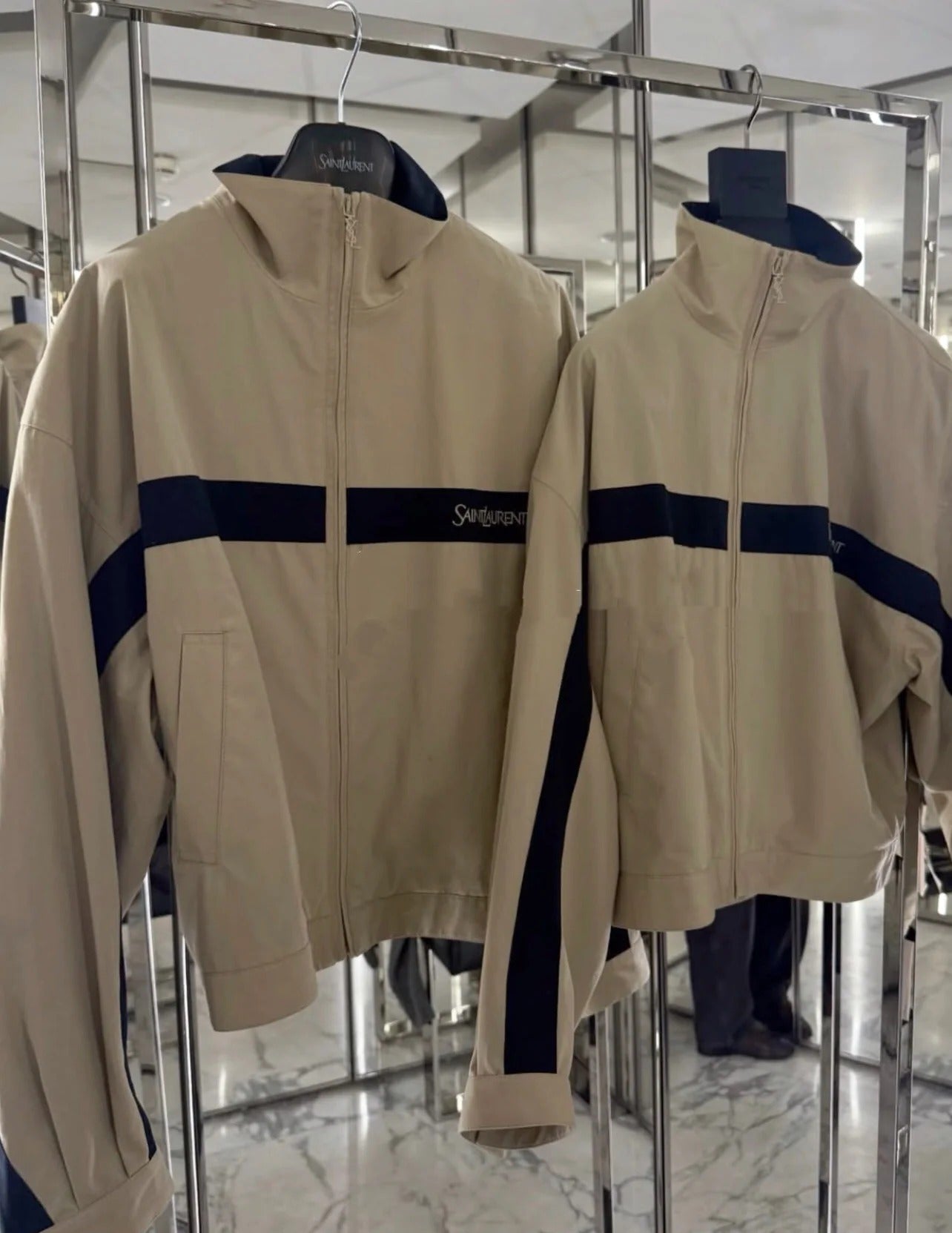 YSL 2026 Sportswear Jacket Khaki mix Navy Blue Cotton