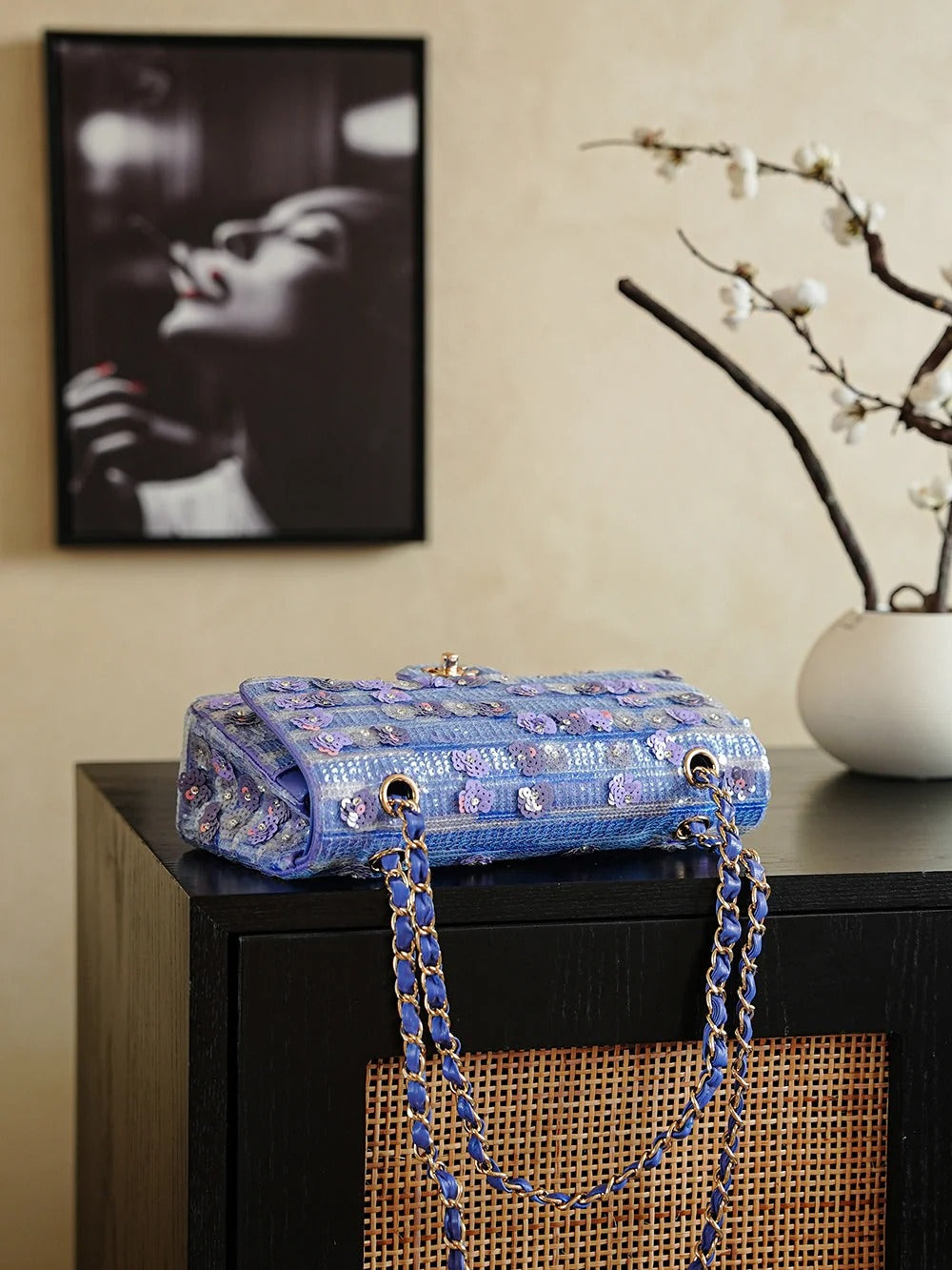 Chanel 2026 Bag 25.5cm Violet Sequin Leather